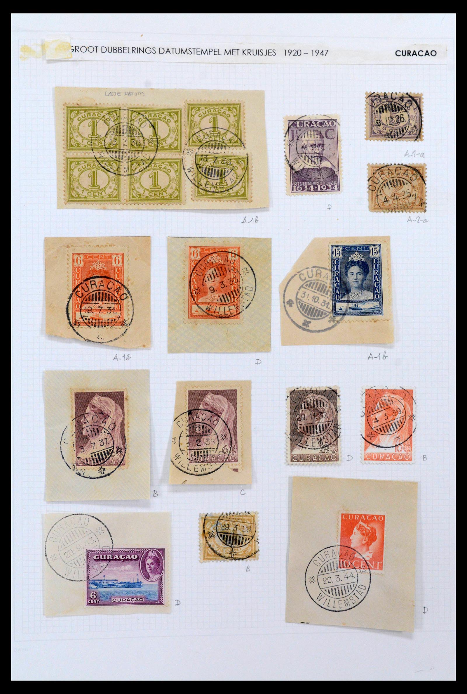 38769 0009 - Stamp collection 38769 Curaçao cancels 1920-1980.
