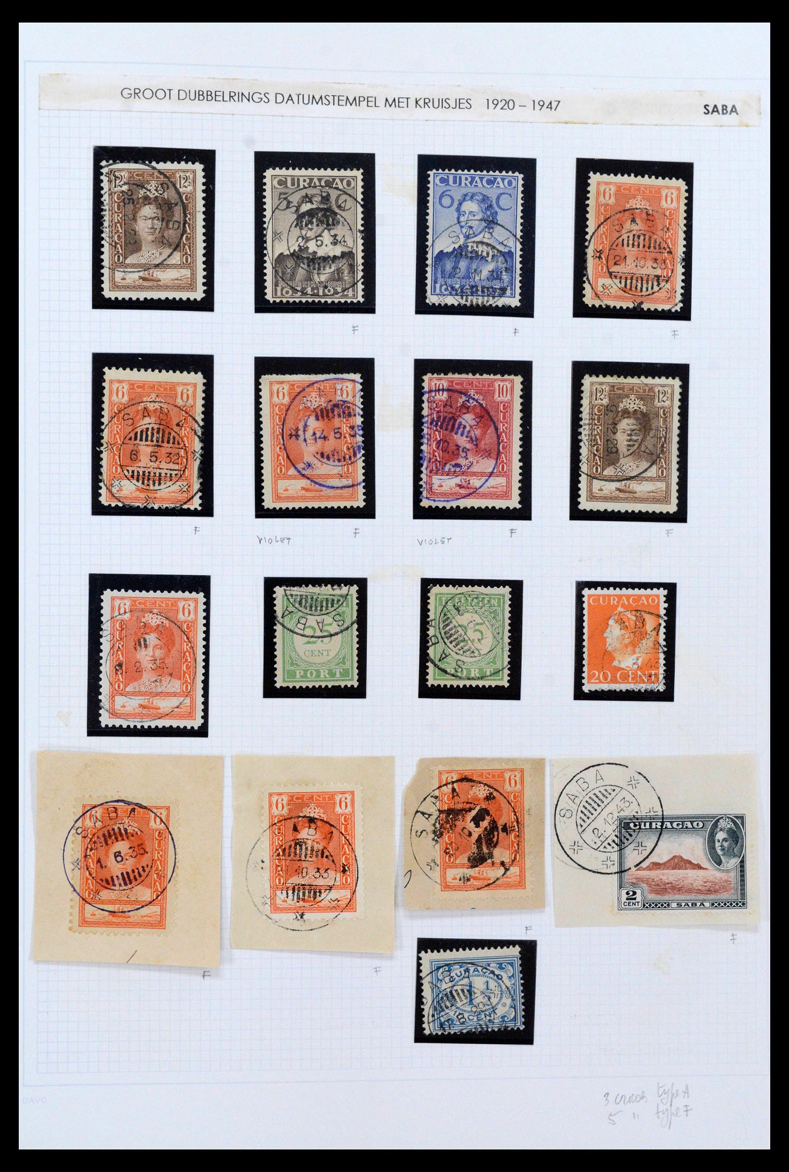 38769 0012 - Stamp collection 38769 Curaçao cancels 1920-1980.