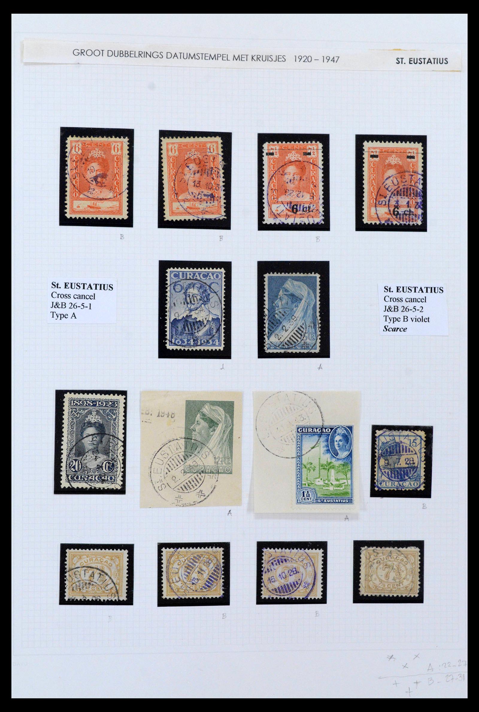 38769 0013 - Stamp collection 38769 Curaçao cancels 1920-1980.