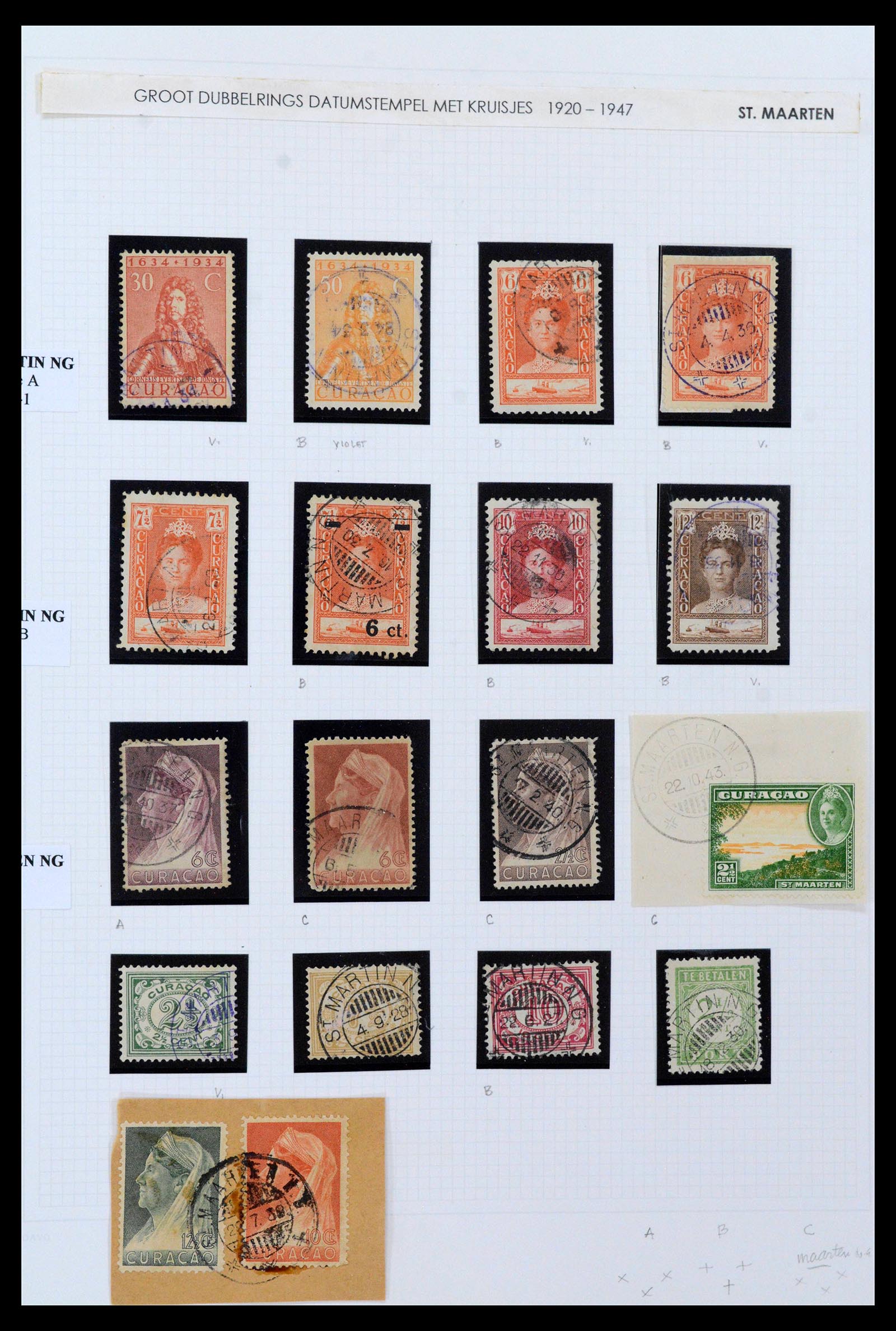38769 0014 - Stamp collection 38769 Curaçao cancels 1920-1980.