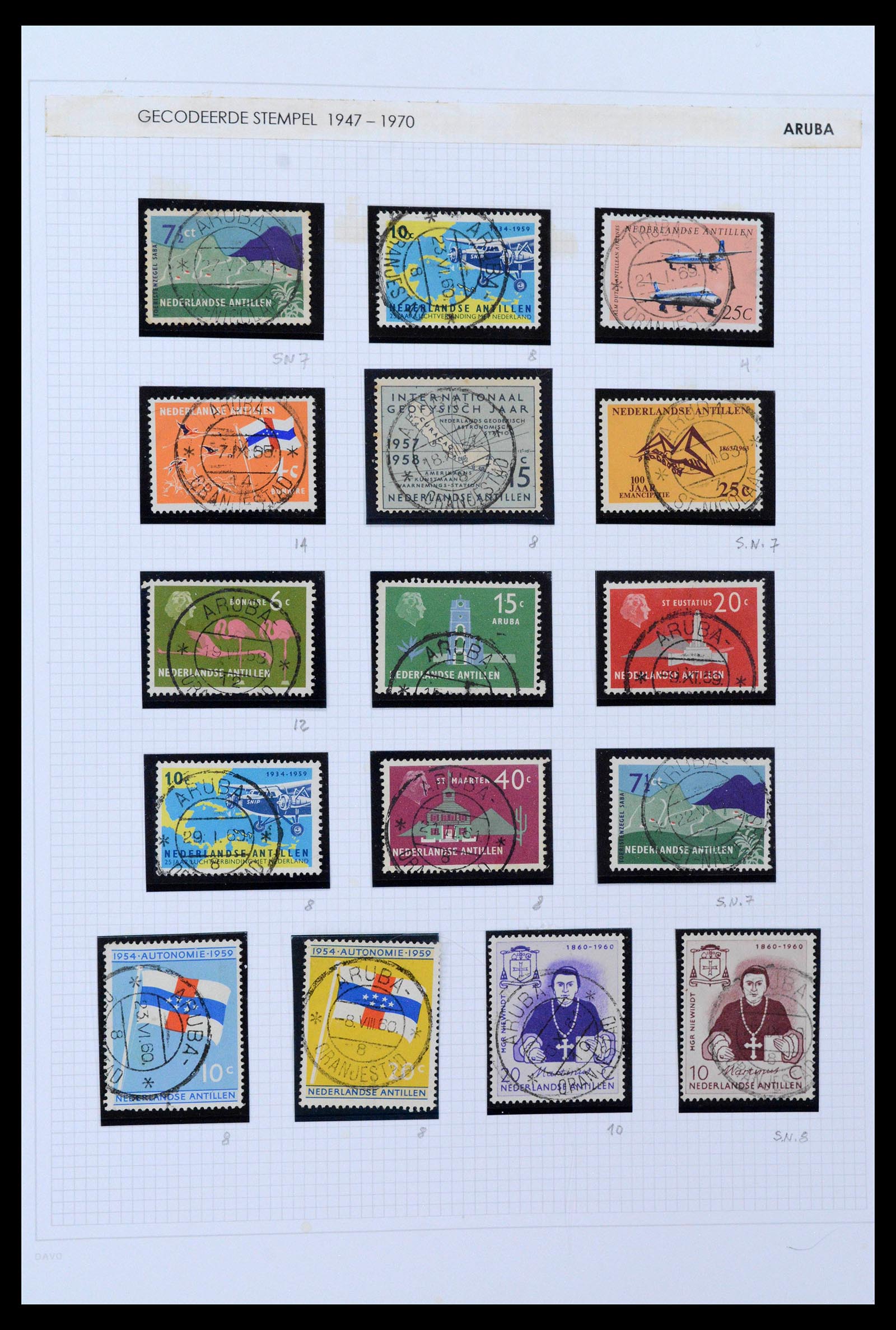 38769 0015 - Stamp collection 38769 Curaçao cancels 1920-1980.