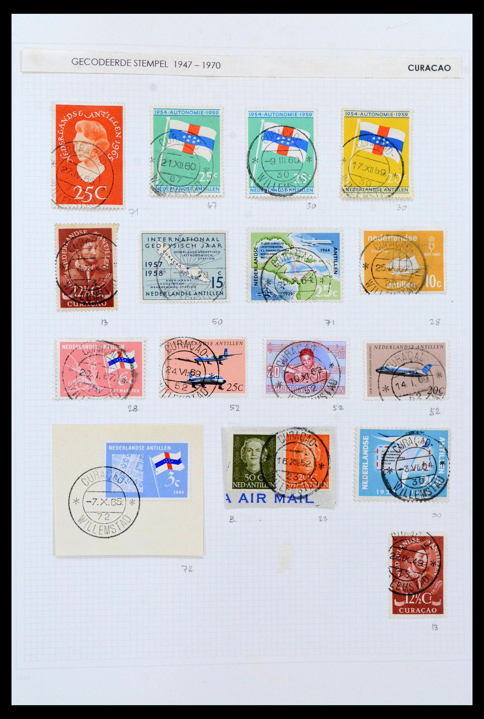 38769 0018 - Stamp collection 38769 Curaçao cancels 1920-1980.