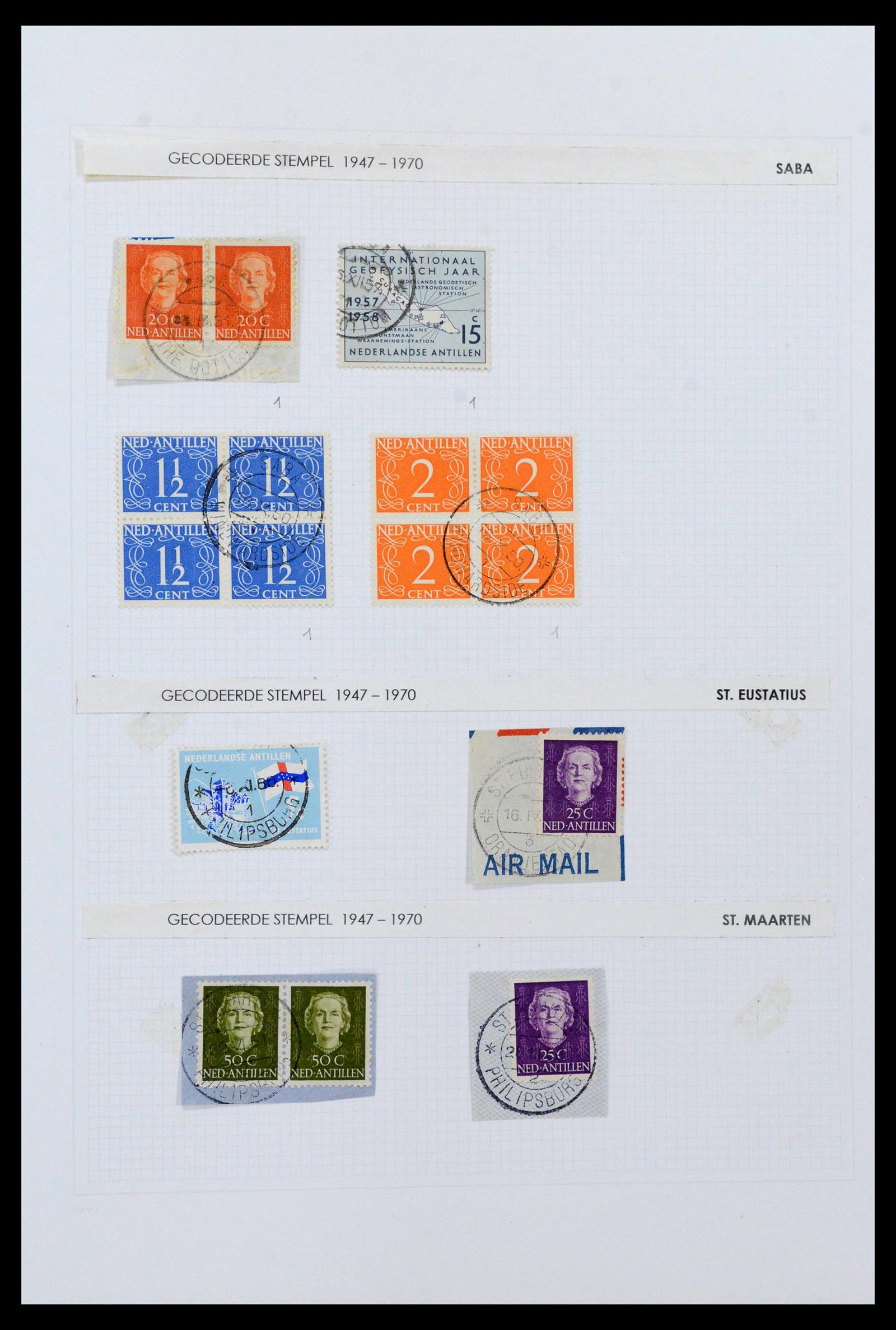 38769 0021 - Stamp collection 38769 Curaçao cancels 1920-1980.