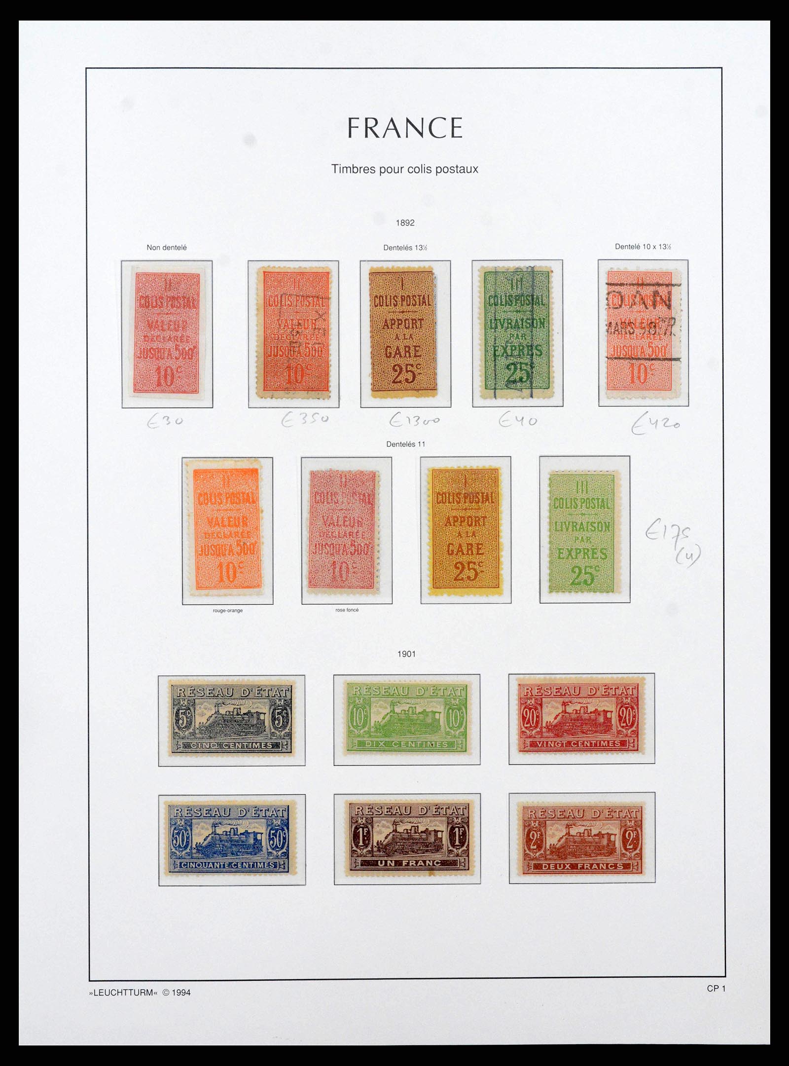 38770 0001 - Postzegelverzameling 38770 Frankrijk pakketpostzegels 1892-1960.