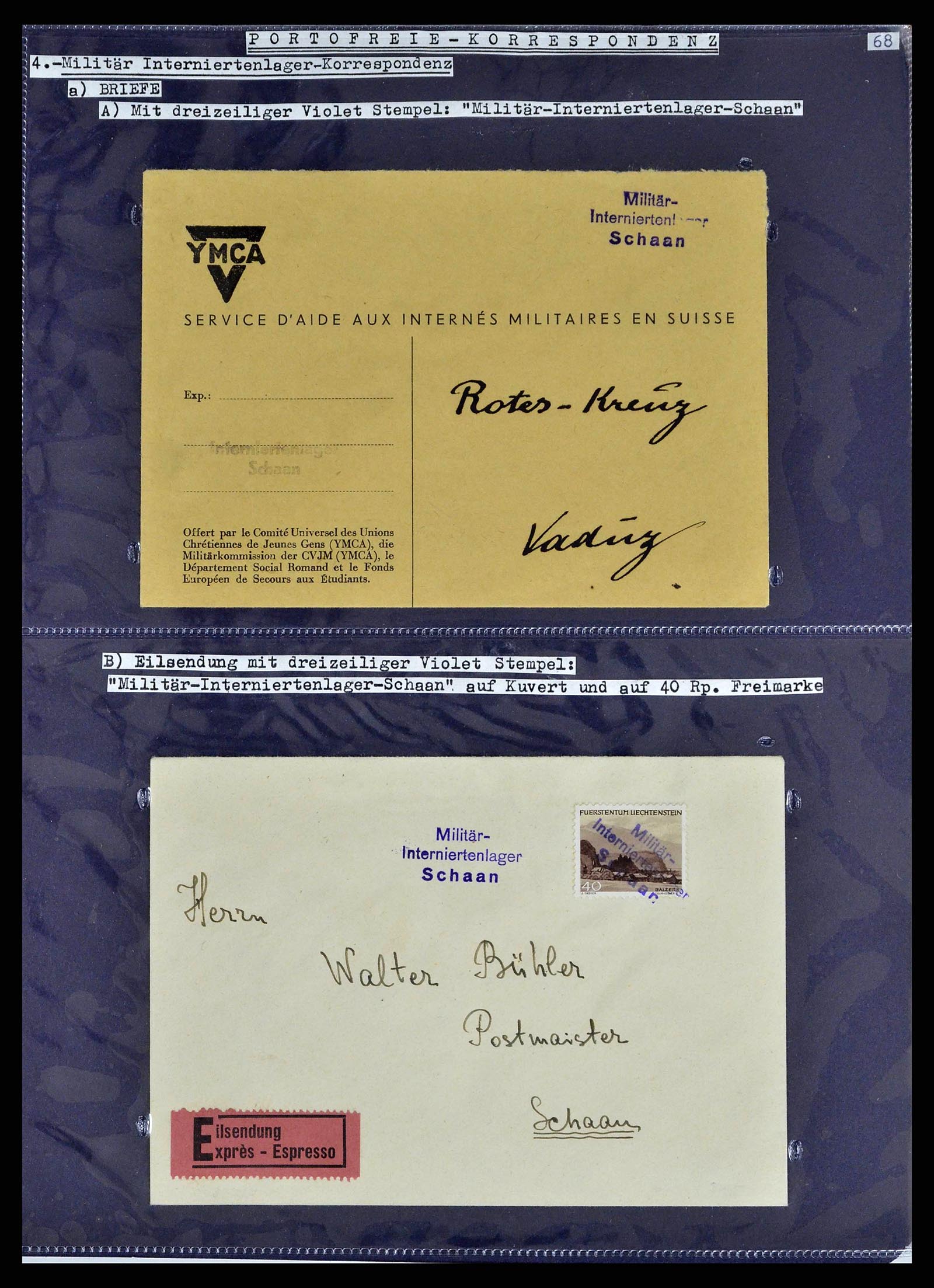 38772 0001 - Stamp collection 38772 Liechtenstein postage-free covers 1757 (!)-1946.