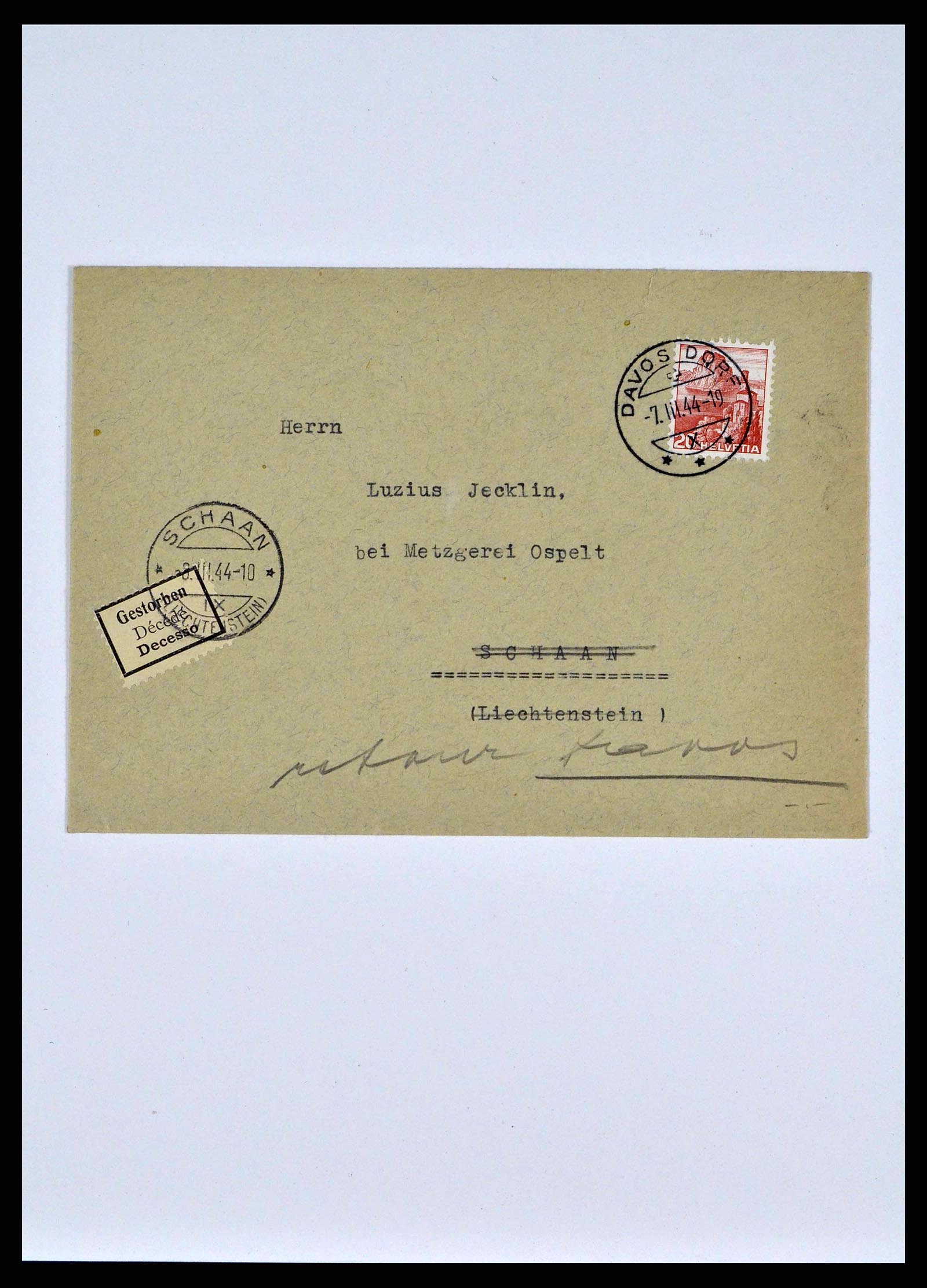 38772 0010 - Postzegelverzameling 38772 Liechtenstein portvrij brieven 1757 (!)-19