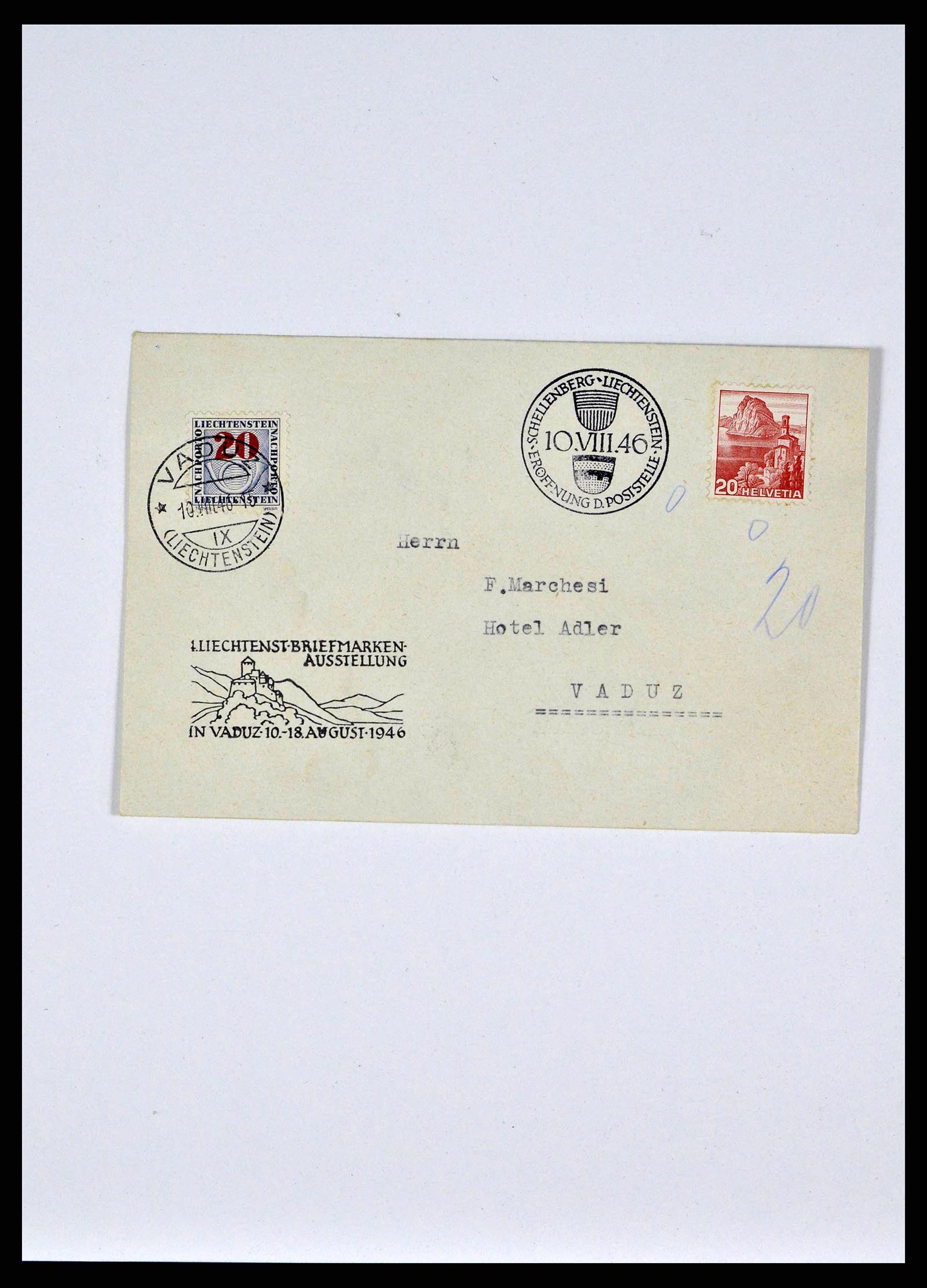 38772 0014 - Postzegelverzameling 38772 Liechtenstein portvrij brieven 1757 (!)-19