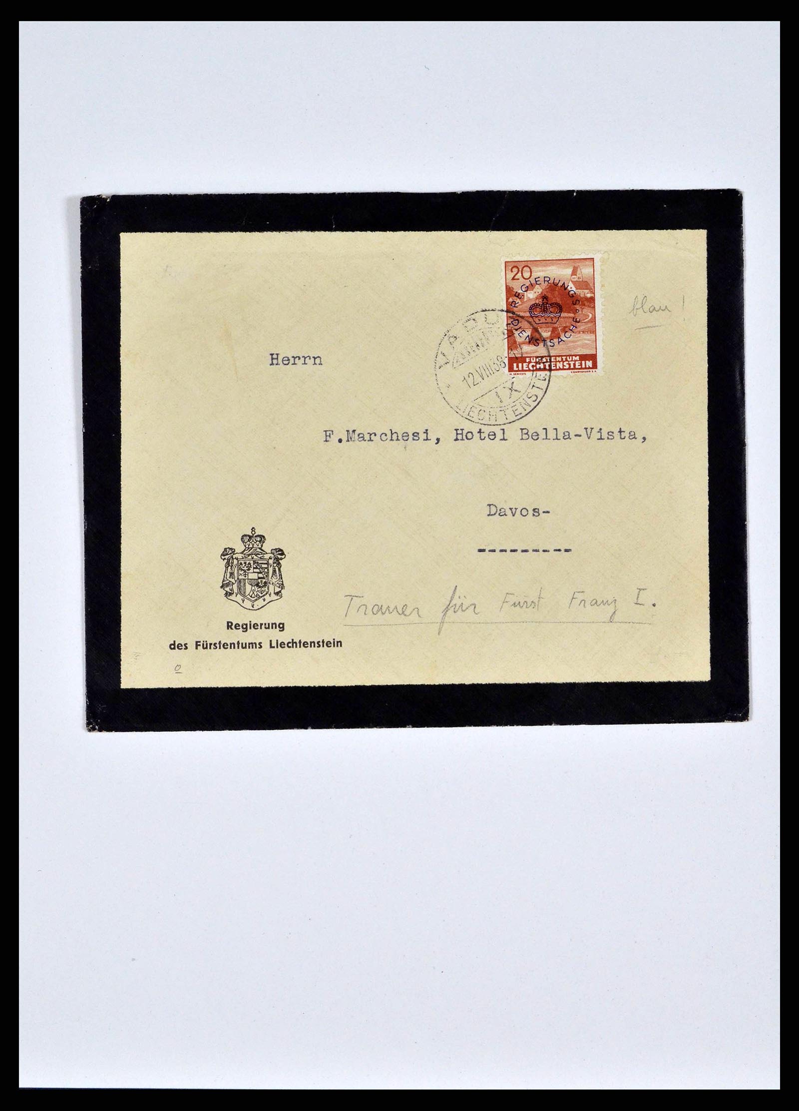 38772 0015 - Postzegelverzameling 38772 Liechtenstein portvrij brieven 1757 (!)-19