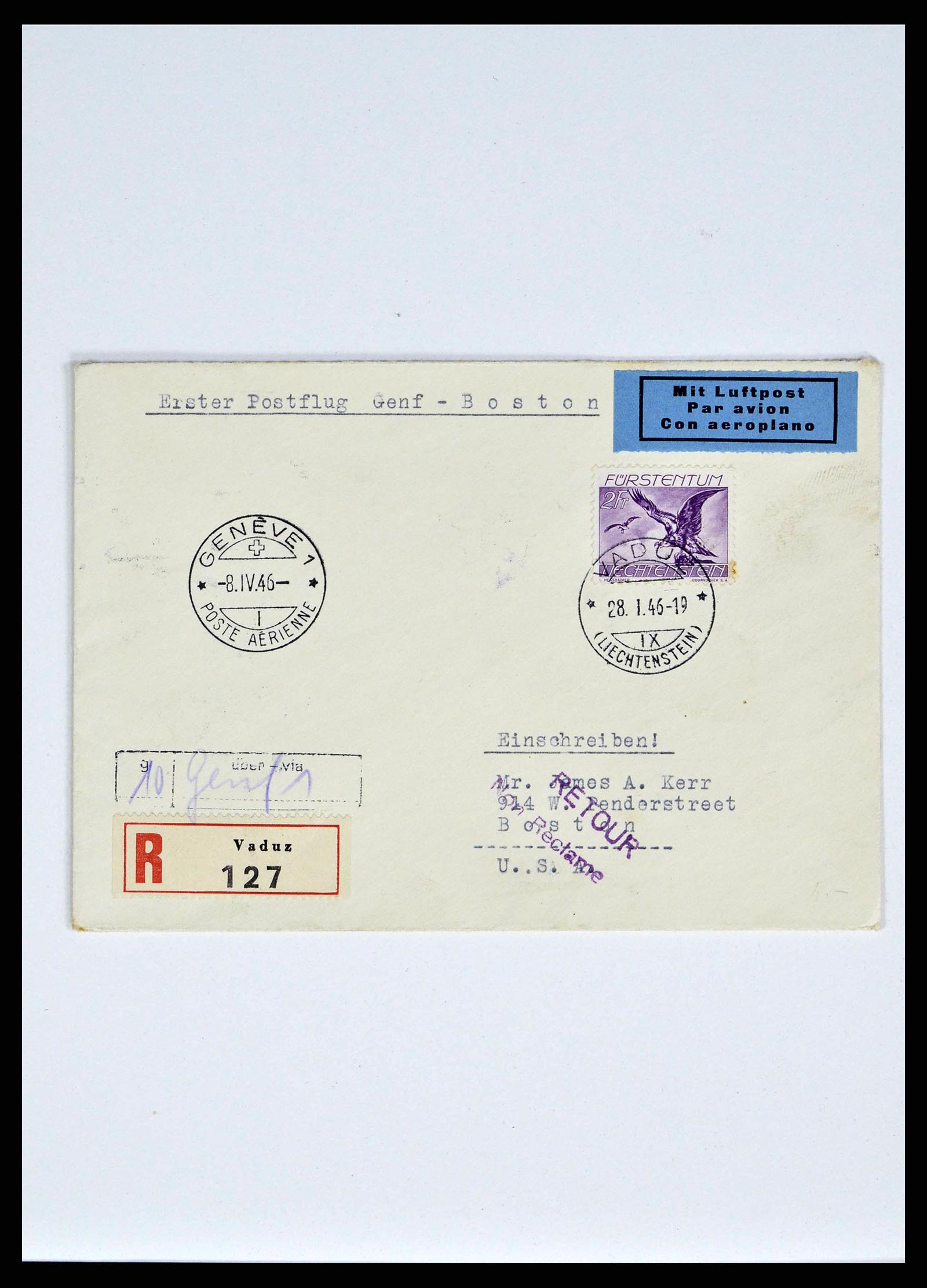 38772 0017 - Postzegelverzameling 38772 Liechtenstein portvrij brieven 1757 (!)-19