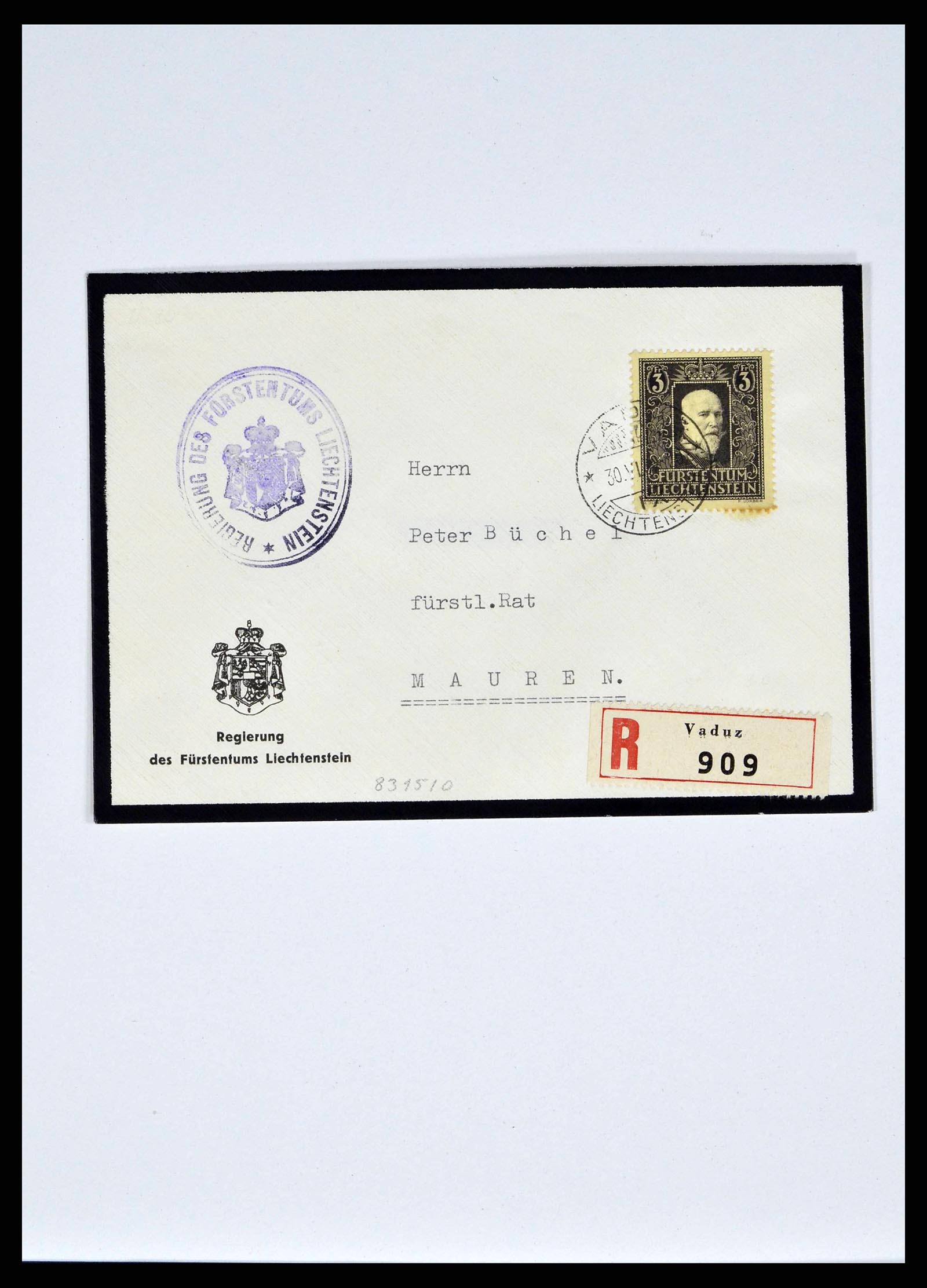 38772 0020 - Postzegelverzameling 38772 Liechtenstein portvrij brieven 1757 (!)-19