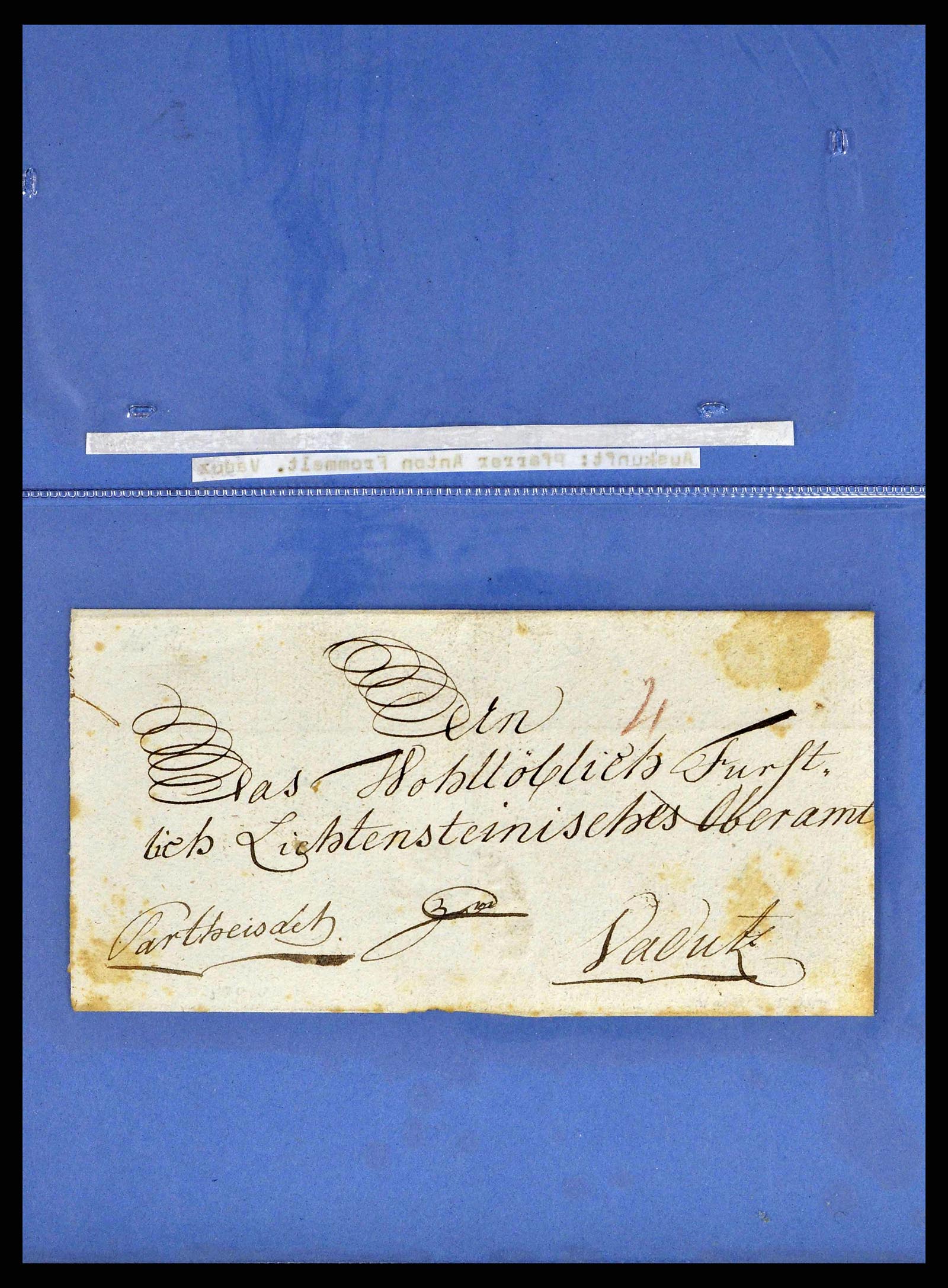 38772 0026 - Postzegelverzameling 38772 Liechtenstein portvrij brieven 1757 (!)-19