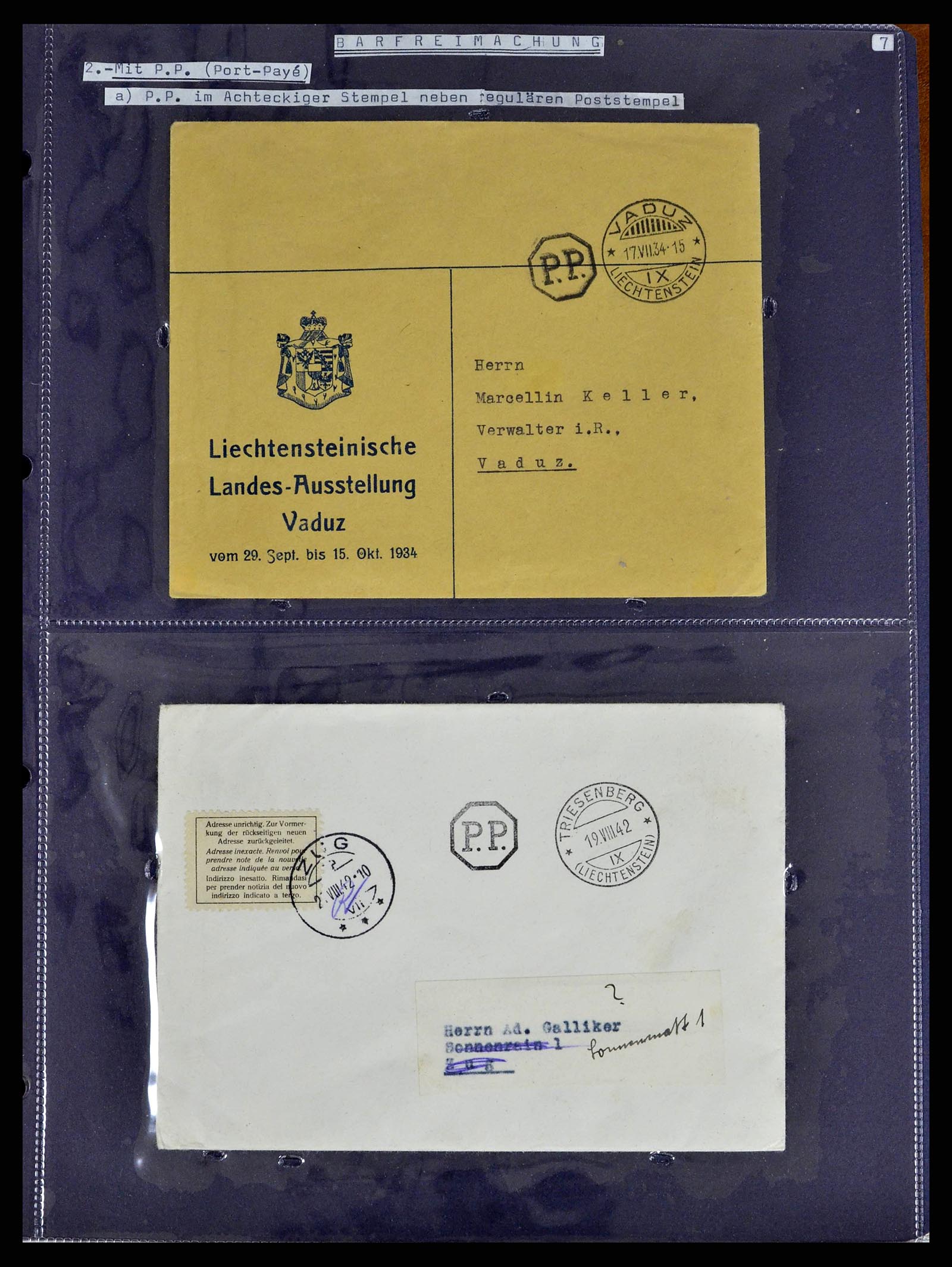 38772 0028 - Postzegelverzameling 38772 Liechtenstein portvrij brieven 1757 (!)-19
