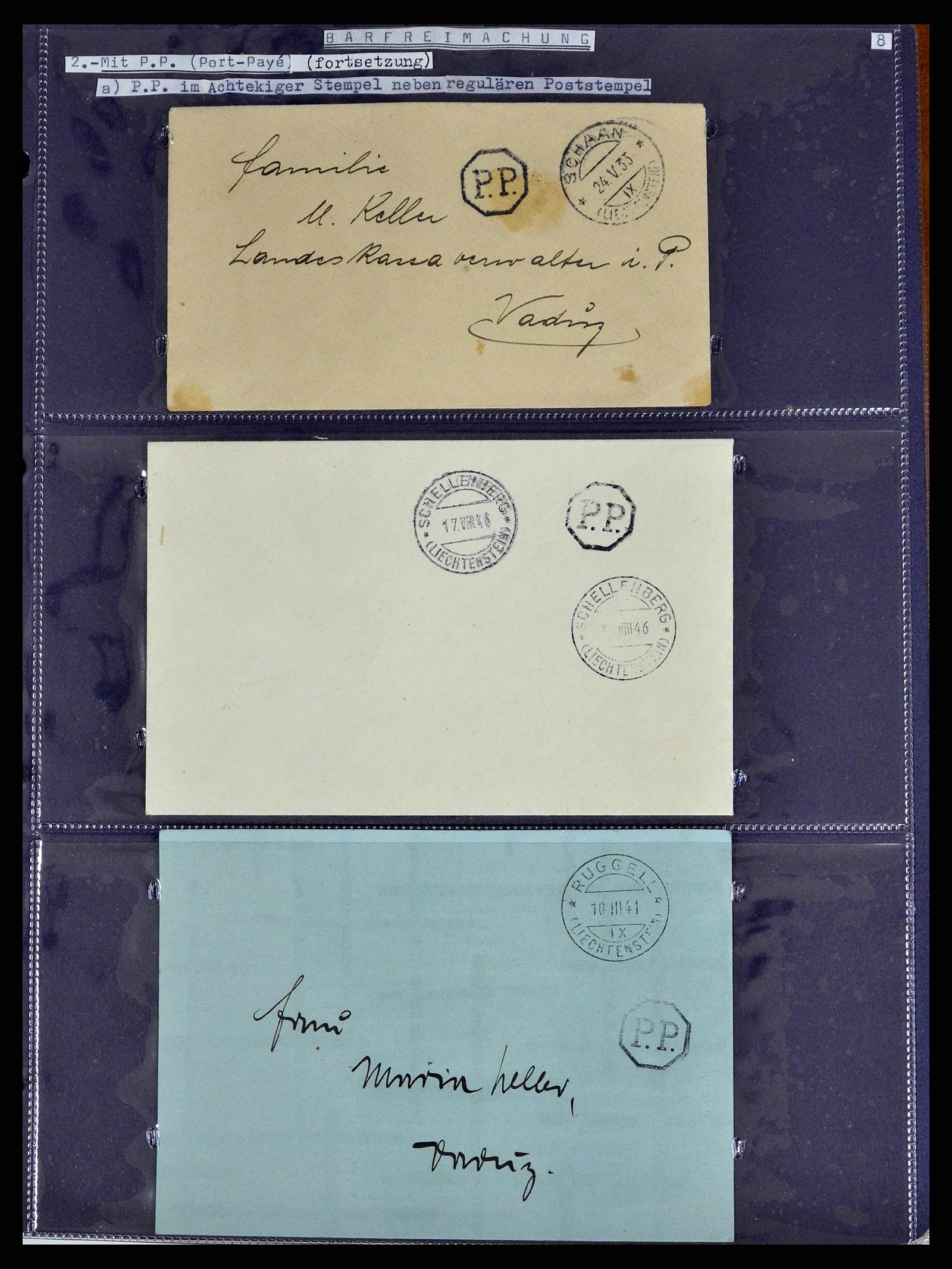38772 0029 - Postzegelverzameling 38772 Liechtenstein portvrij brieven 1757 (!)-19
