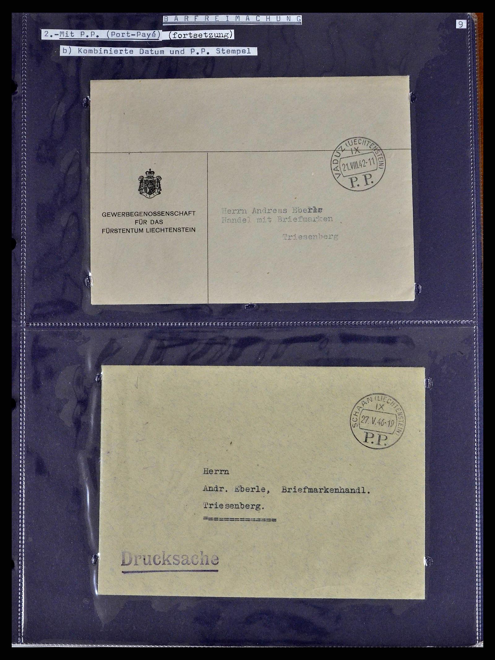 38772 0030 - Stamp collection 38772 Liechtenstein postage-free covers 1757 (!)-1946.