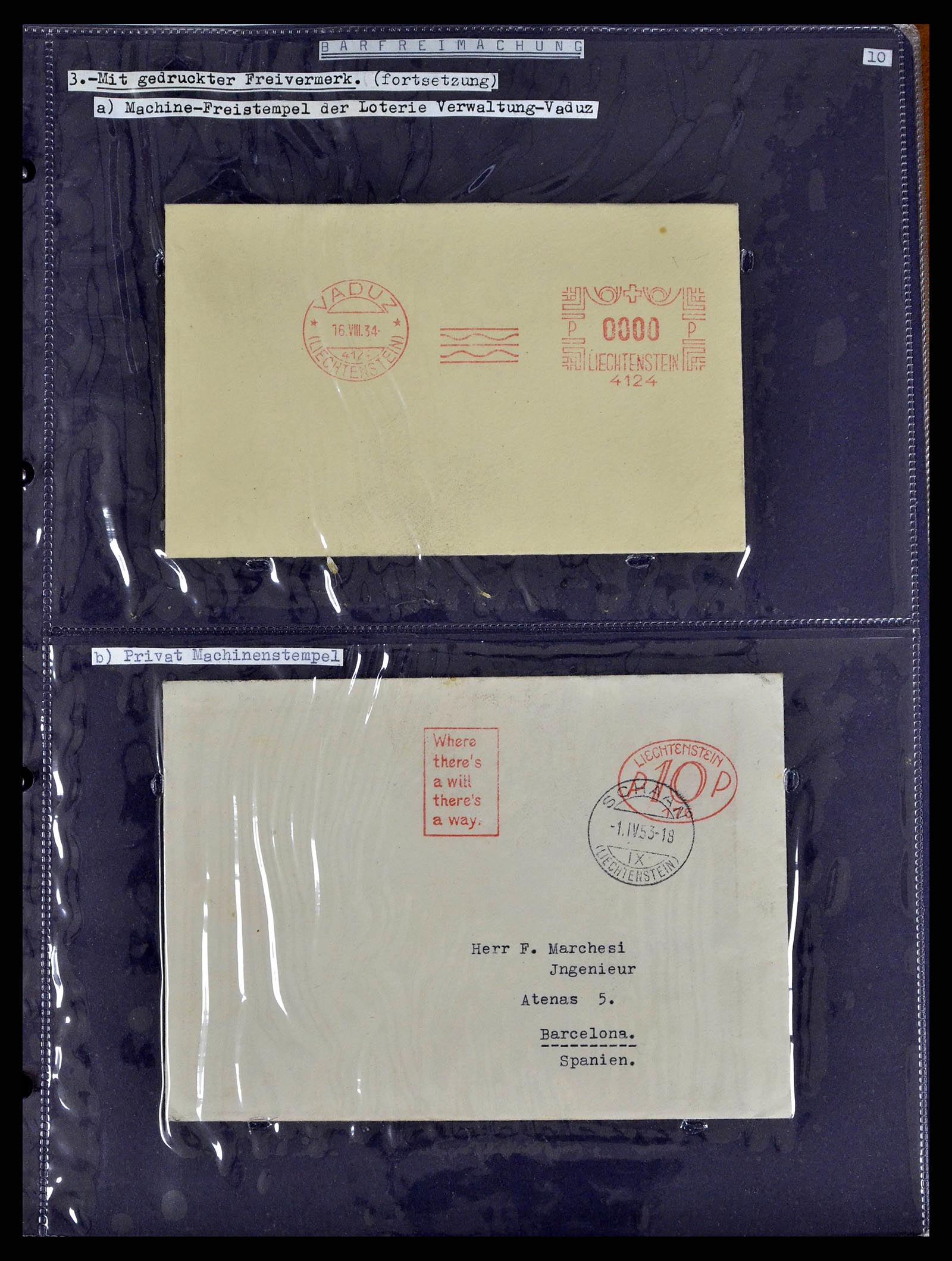 38772 0031 - Postzegelverzameling 38772 Liechtenstein portvrij brieven 1757 (!)-19
