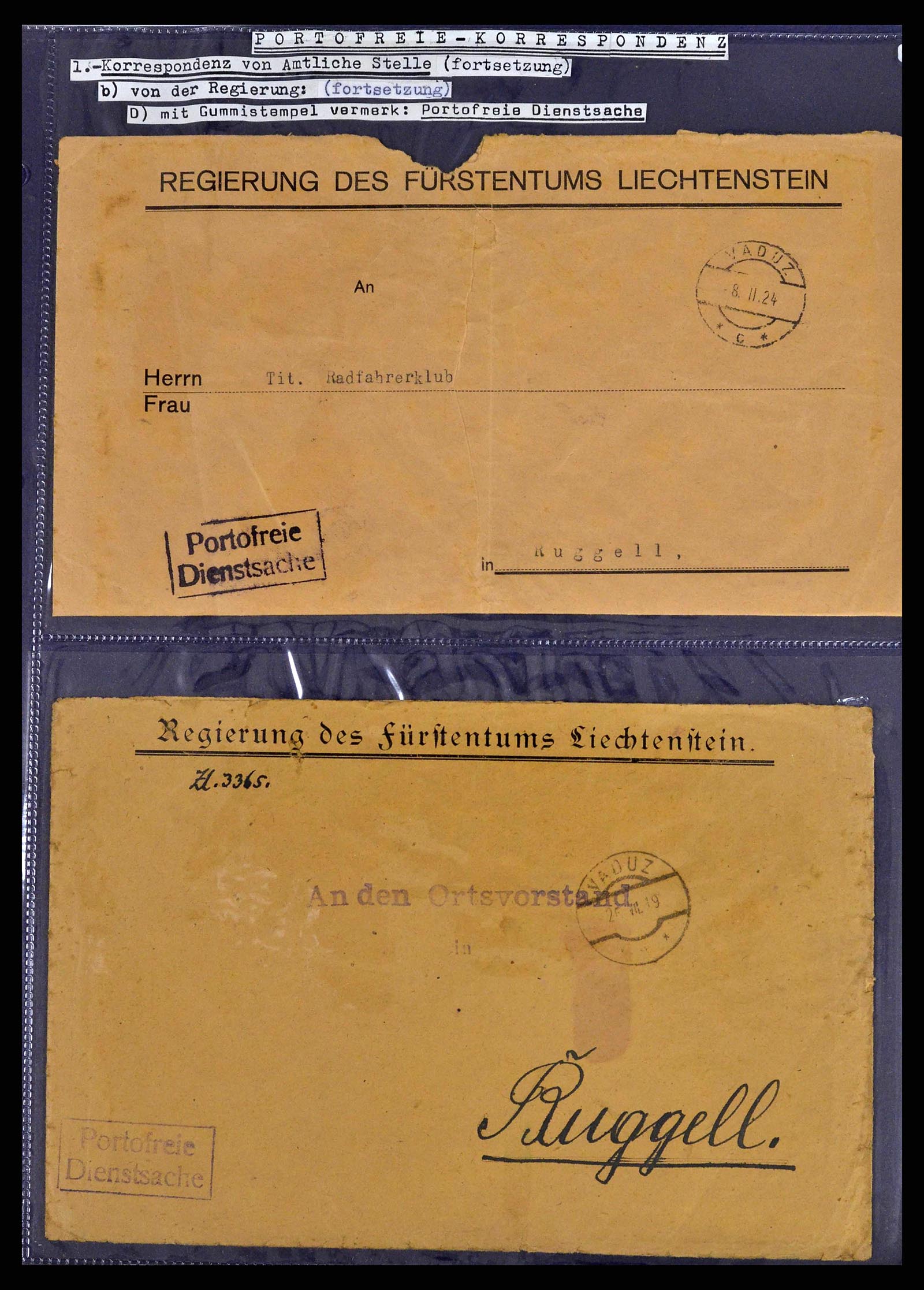 38772 0048 - Postzegelverzameling 38772 Liechtenstein portvrij brieven 1757 (!)-19