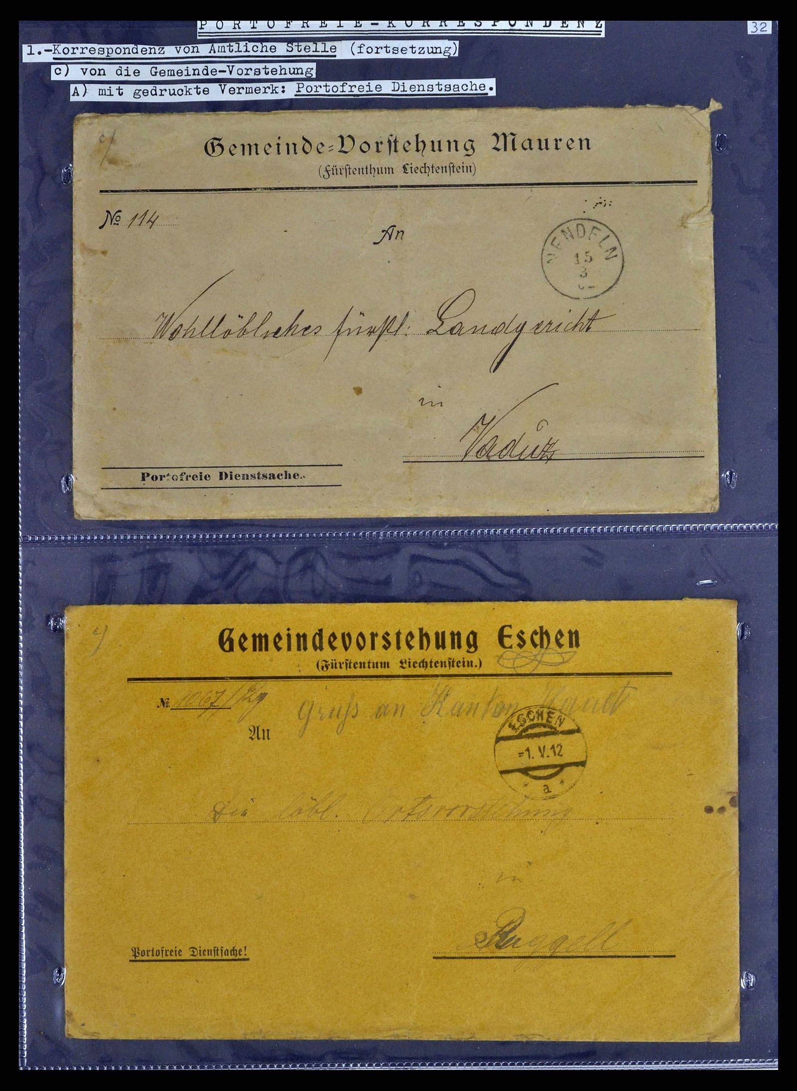 38772 0052 - Postzegelverzameling 38772 Liechtenstein portvrij brieven 1757 (!)-19