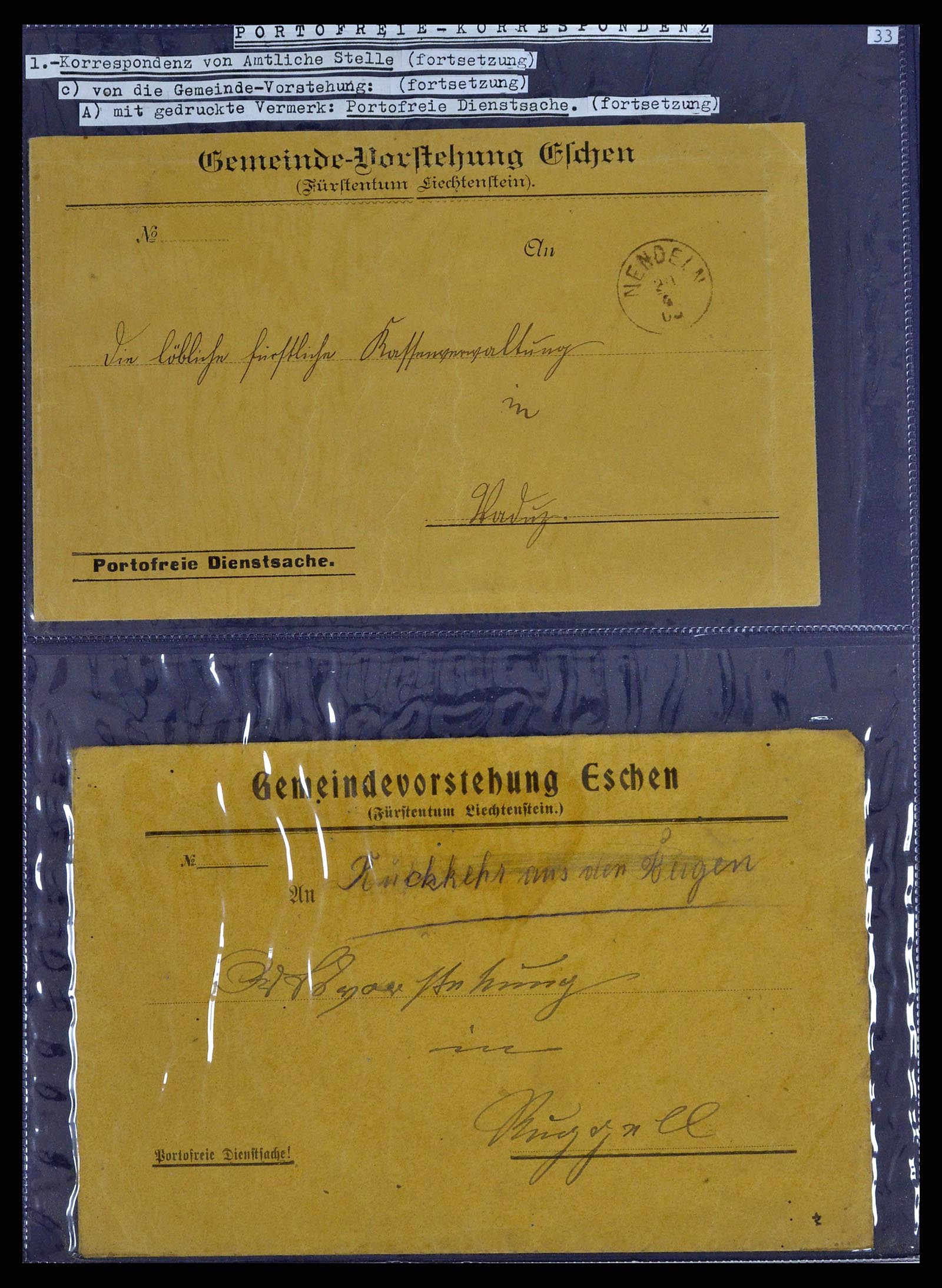 38772 0053 - Stamp collection 38772 Liechtenstein postage-free covers 1757 (!)-1946.