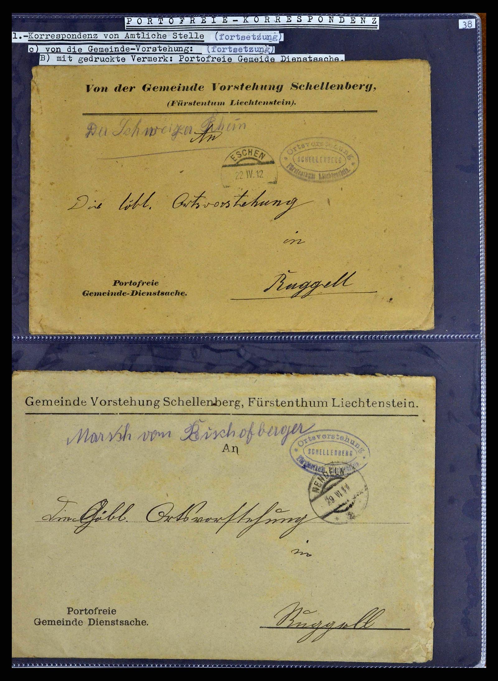38772 0058 - Postzegelverzameling 38772 Liechtenstein portvrij brieven 1757 (!)-19