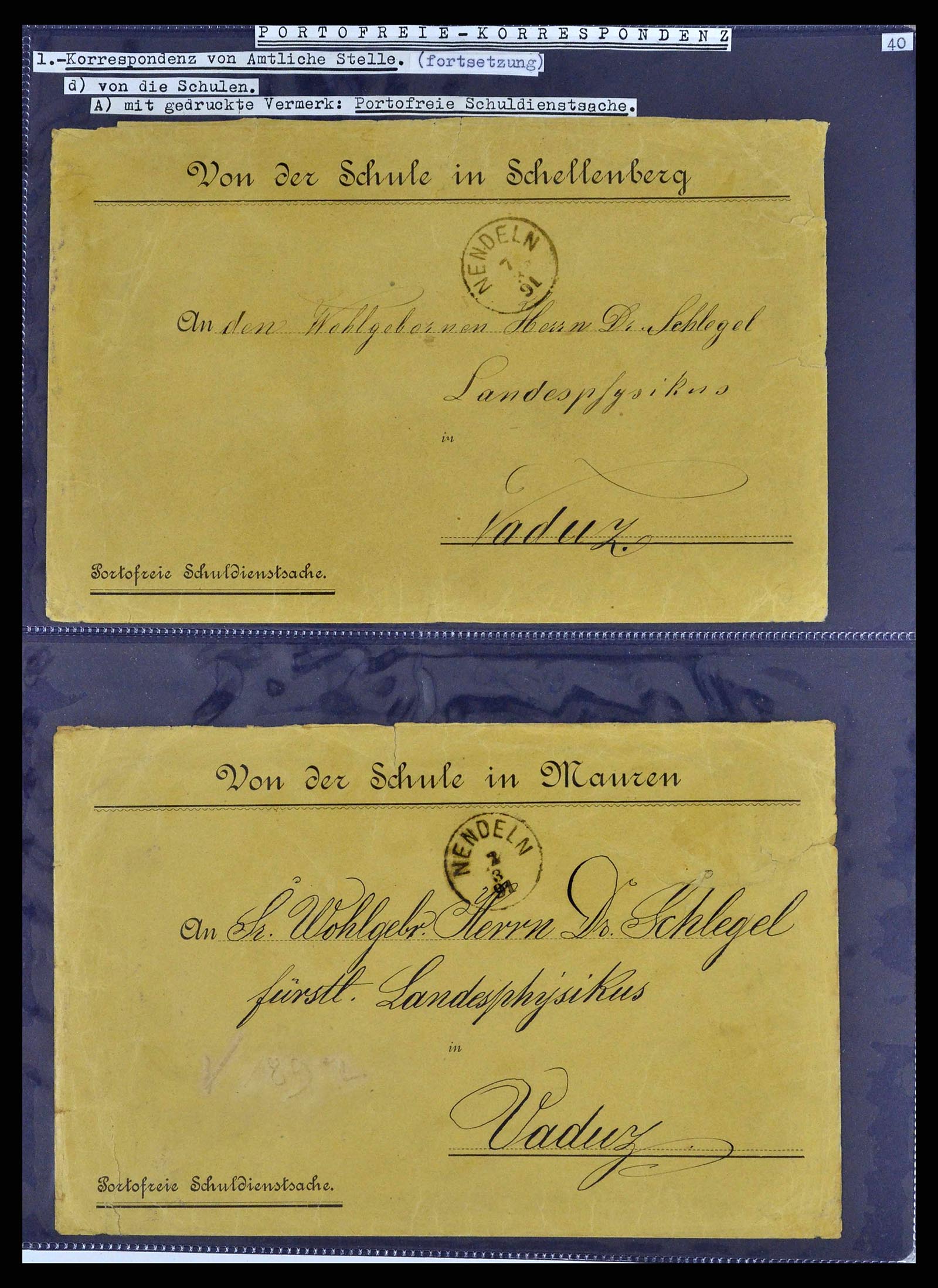 38772 0060 - Stamp collection 38772 Liechtenstein postage-free covers 1757 (!)-1946.