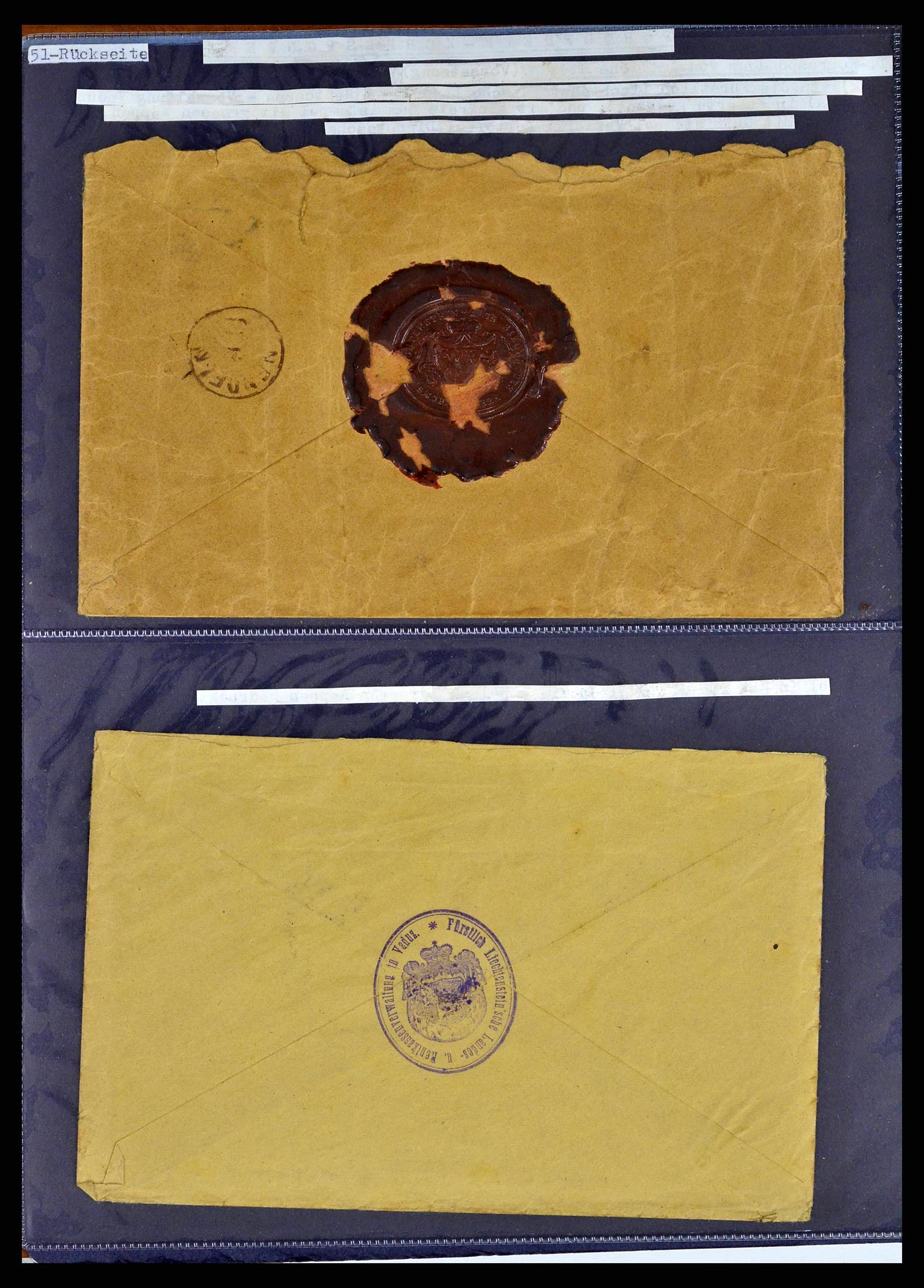 38772 0072 - Stamp collection 38772 Liechtenstein postage-free covers 1757 (!)-1946.