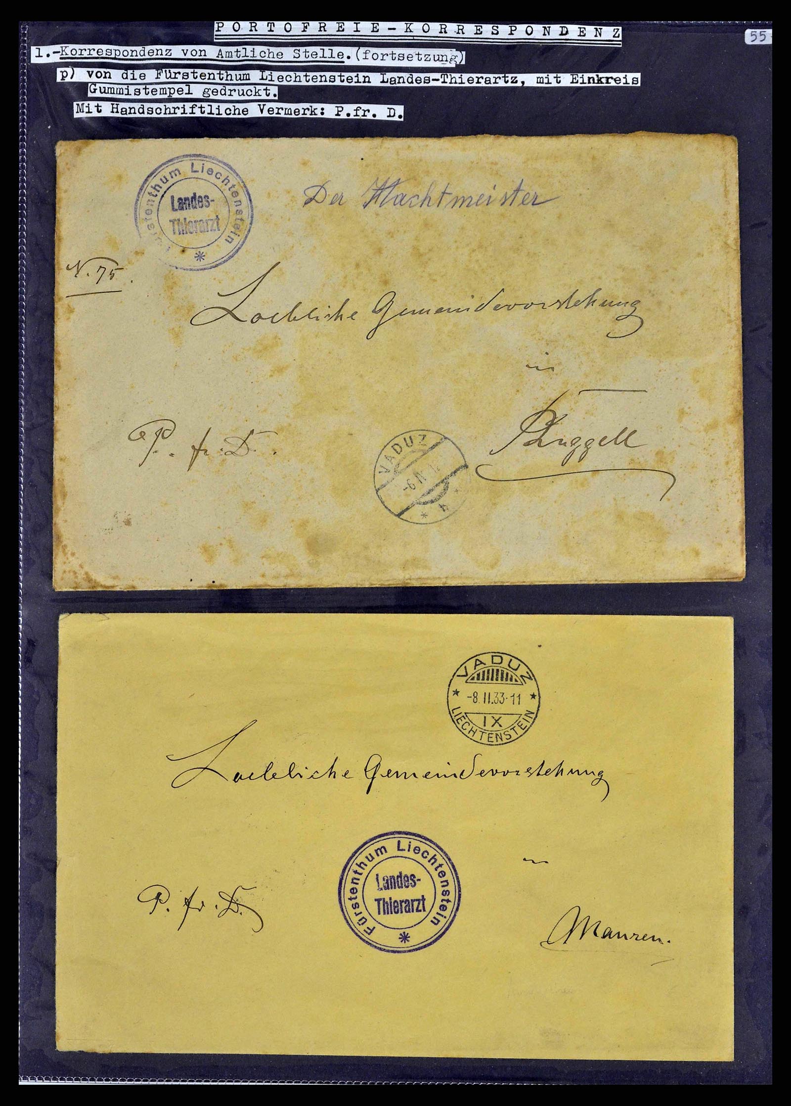 38772 0076 - Stamp collection 38772 Liechtenstein postage-free covers 1757 (!)-1946.