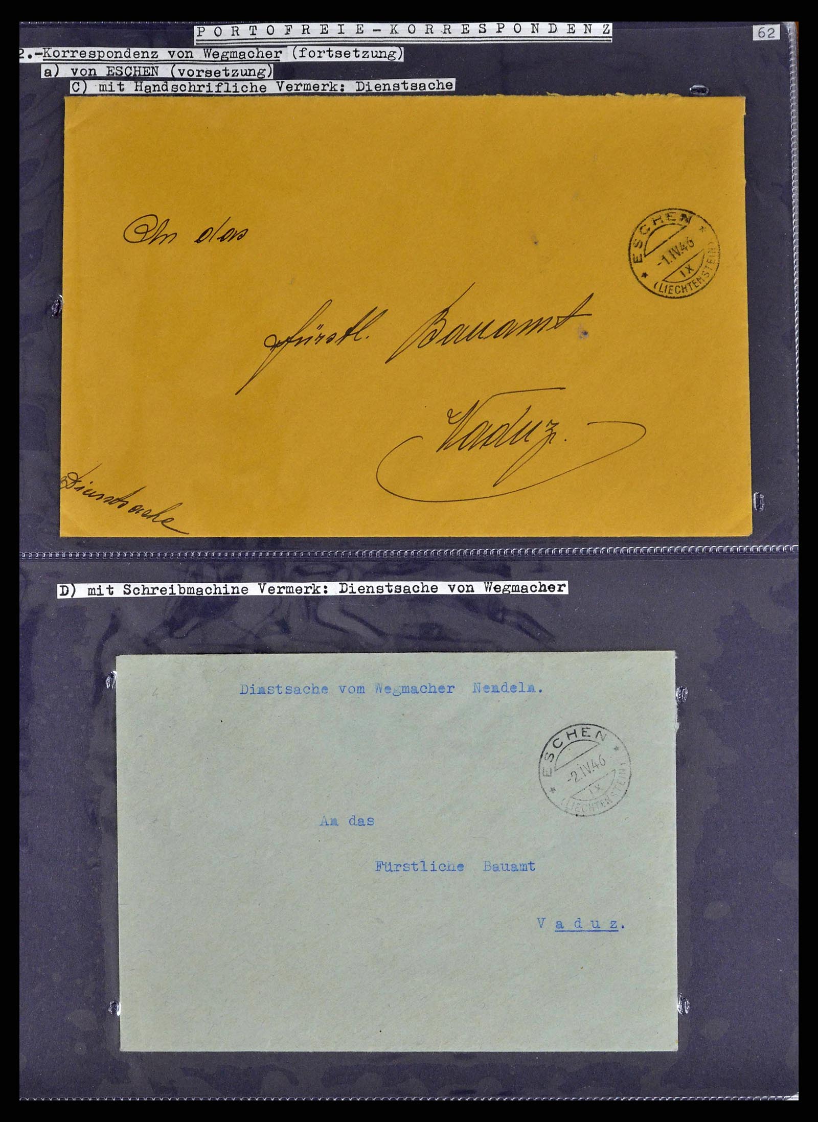 38772 0083 - Stamp collection 38772 Liechtenstein postage-free covers 1757 (!)-1946.