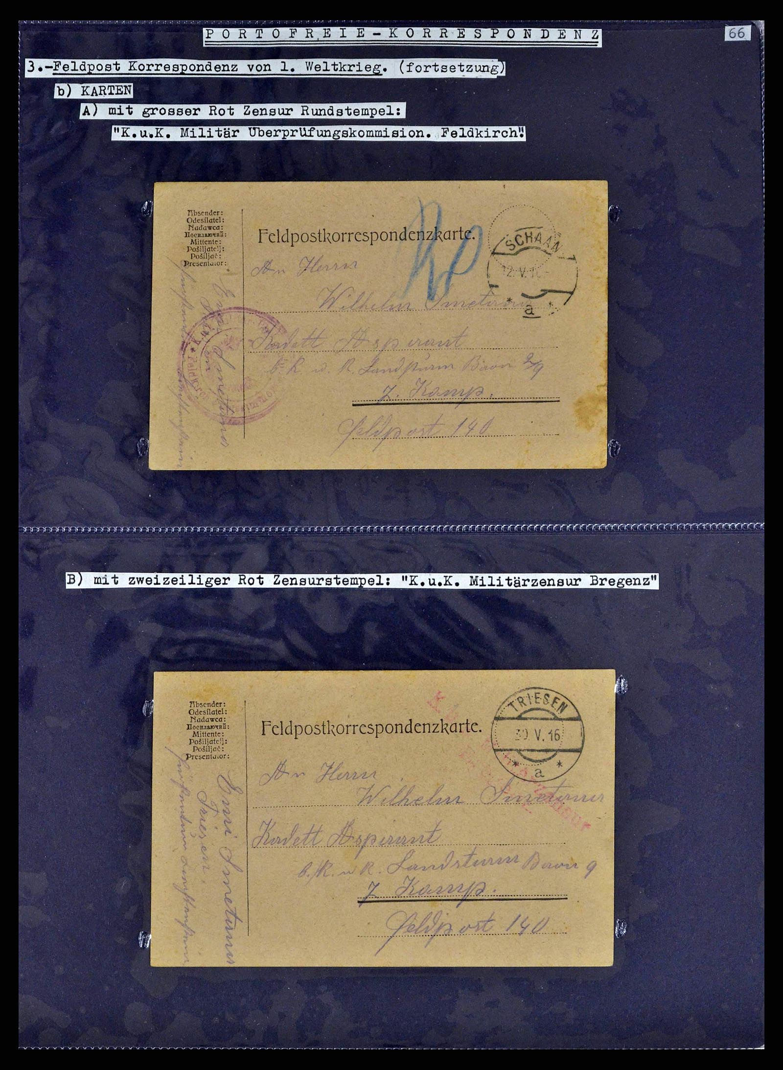 38772 0087 - Stamp collection 38772 Liechtenstein postage-free covers 1757 (!)-1946.