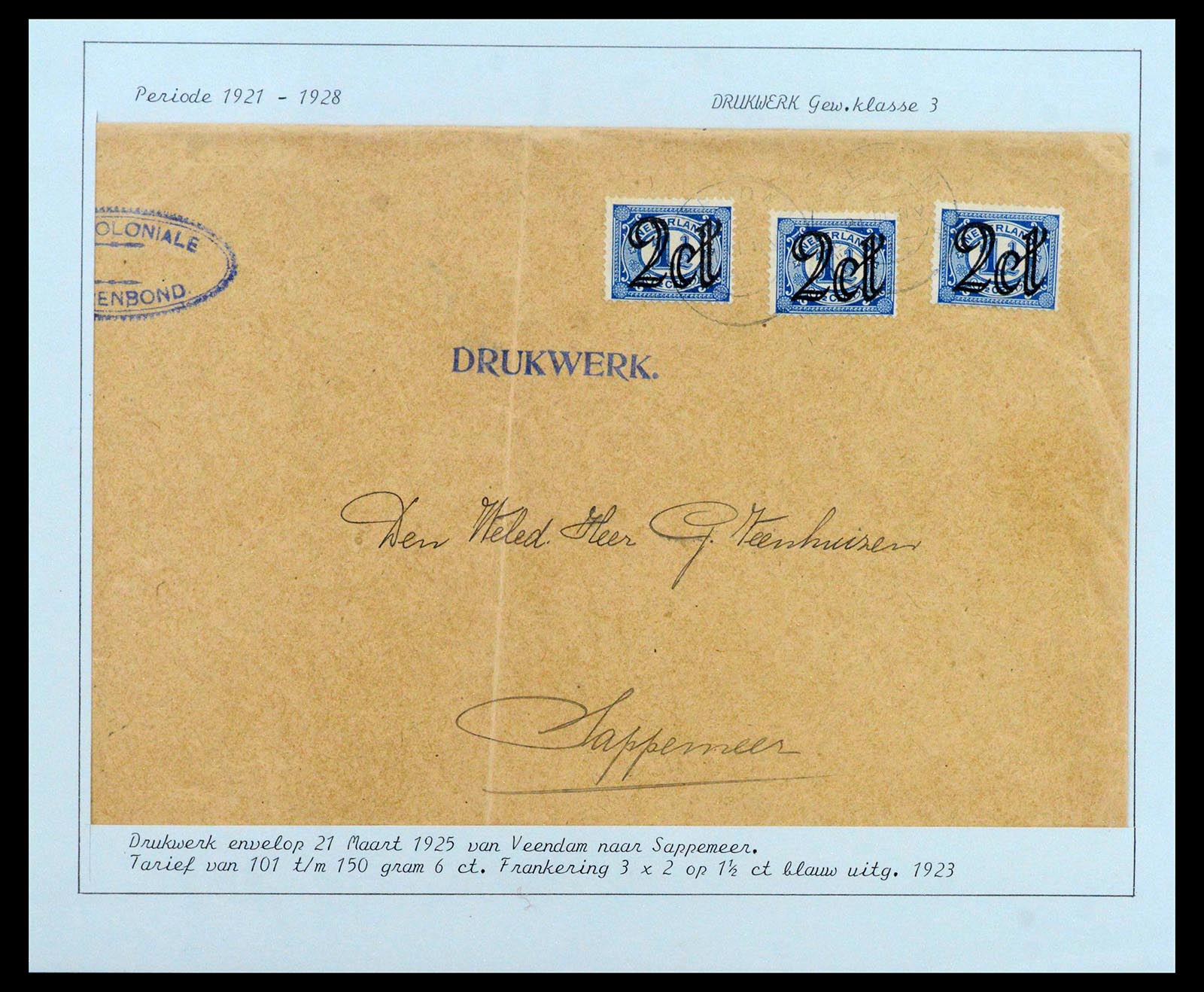 38779 0019 - Postzegelverzameling 38779 Nederland brieven 1872-1945.