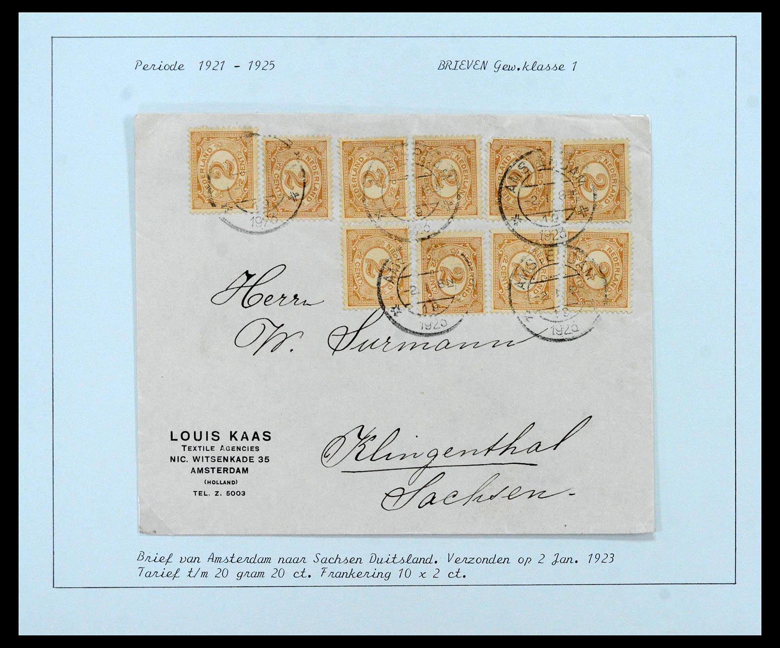38779 0023 - Postzegelverzameling 38779 Nederland brieven 1872-1945.