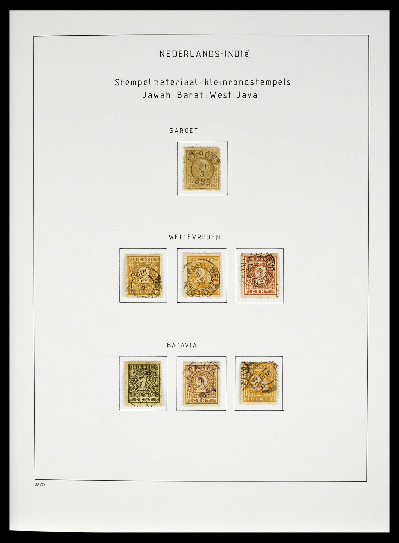 38783 0005 - Stamp collection 38783 Dutch east Indies cancels 1870-1948.