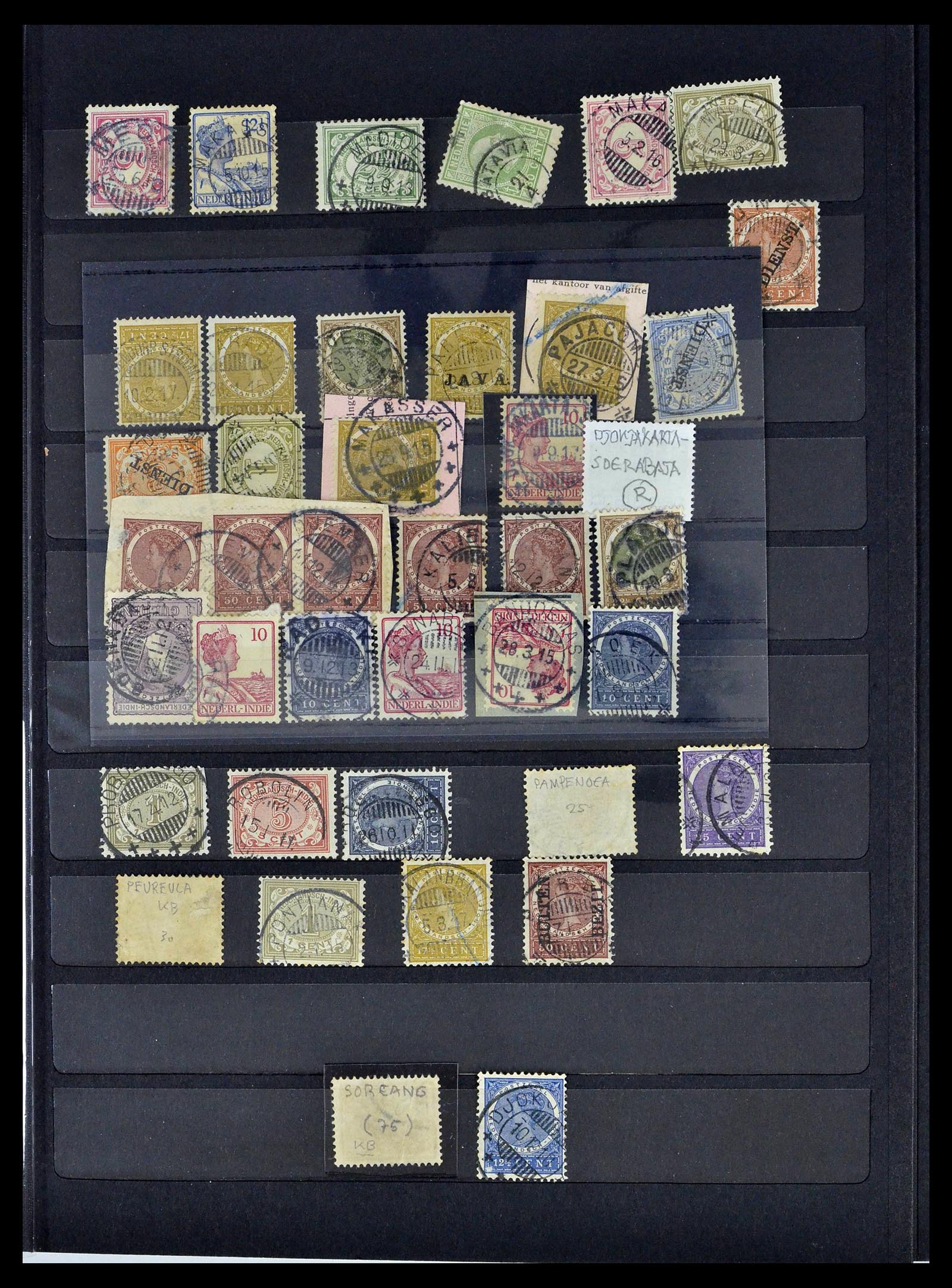 38783 0045 - Stamp collection 38783 Dutch east Indies cancels 1870-1948.