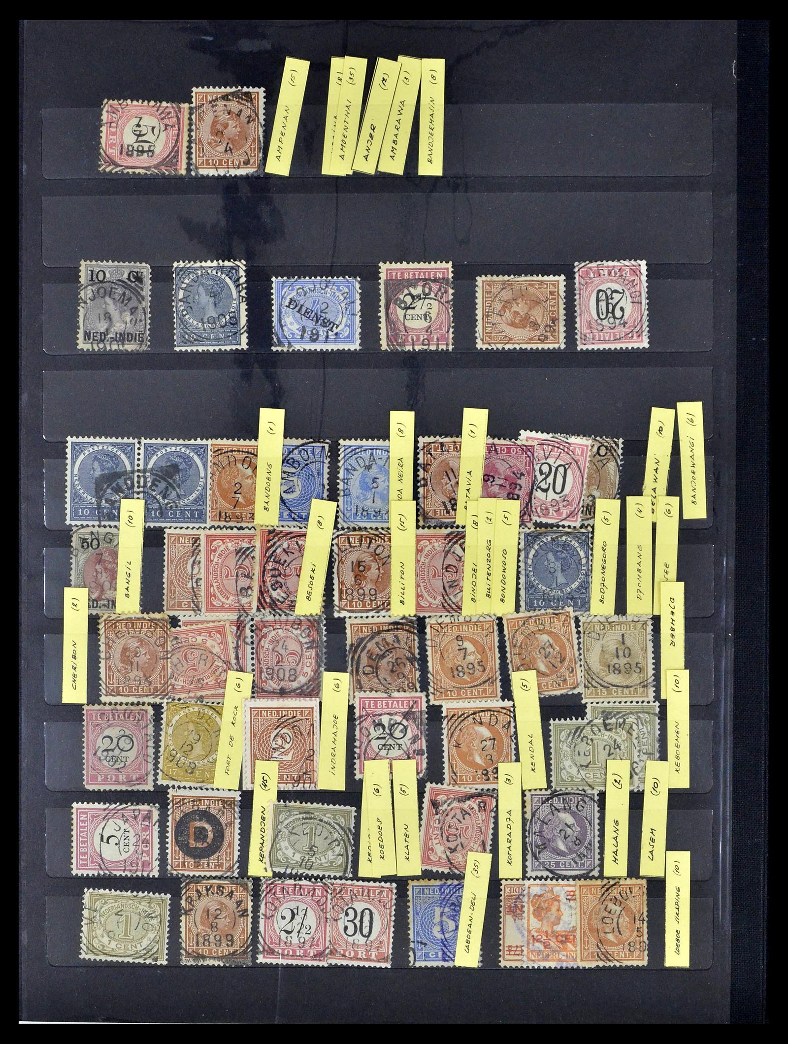 38783 0056 - Stamp collection 38783 Dutch east Indies cancels 1870-1948.