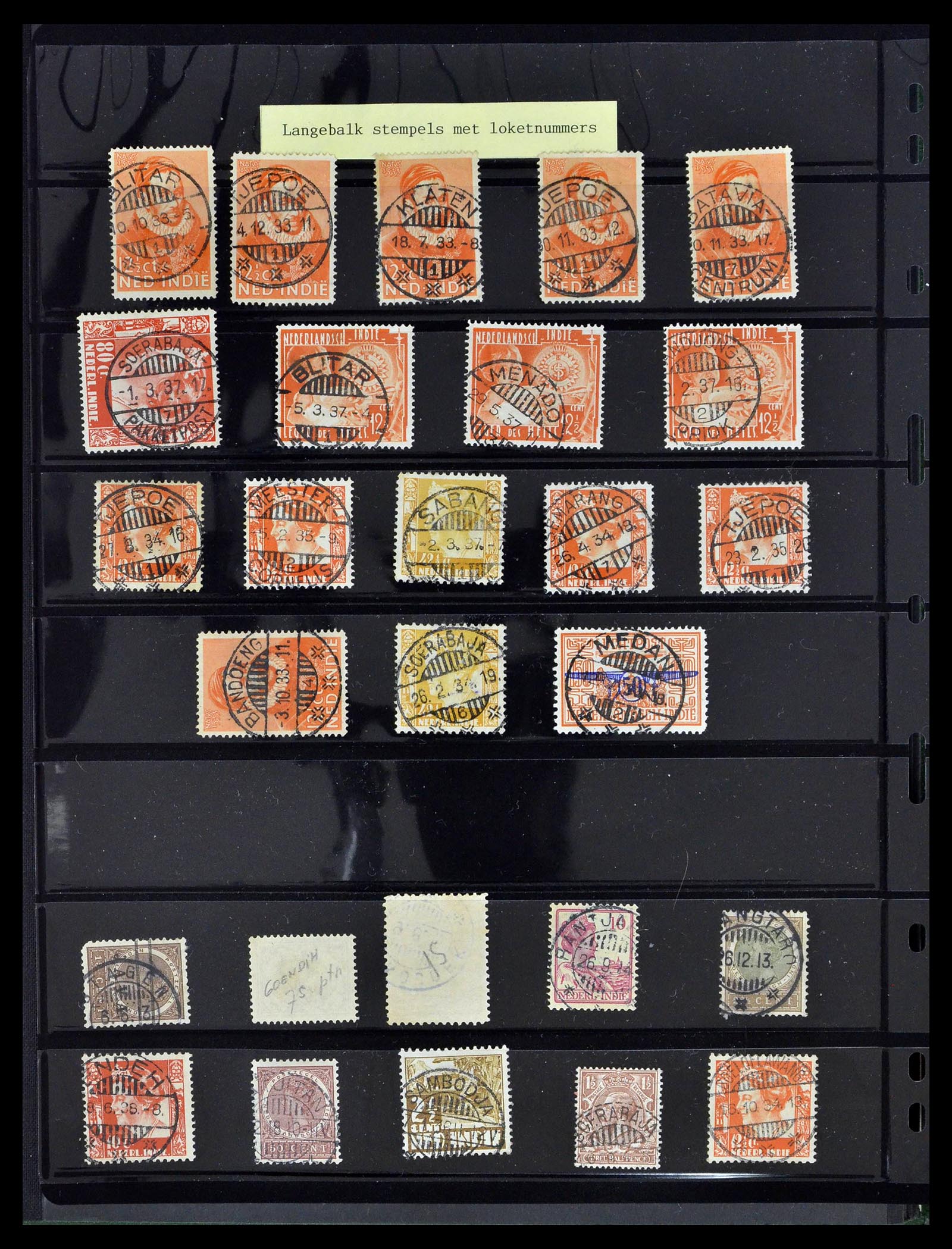 38783 0064 - Stamp collection 38783 Dutch east Indies cancels 1870-1948.