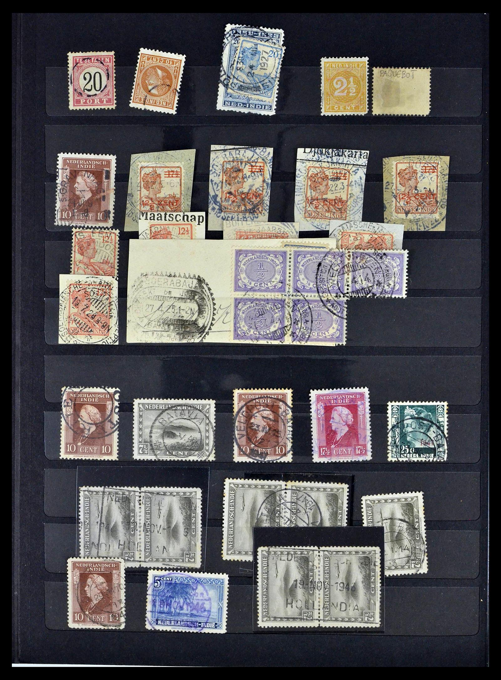 38783 0070 - Stamp collection 38783 Dutch east Indies cancels 1870-1948.