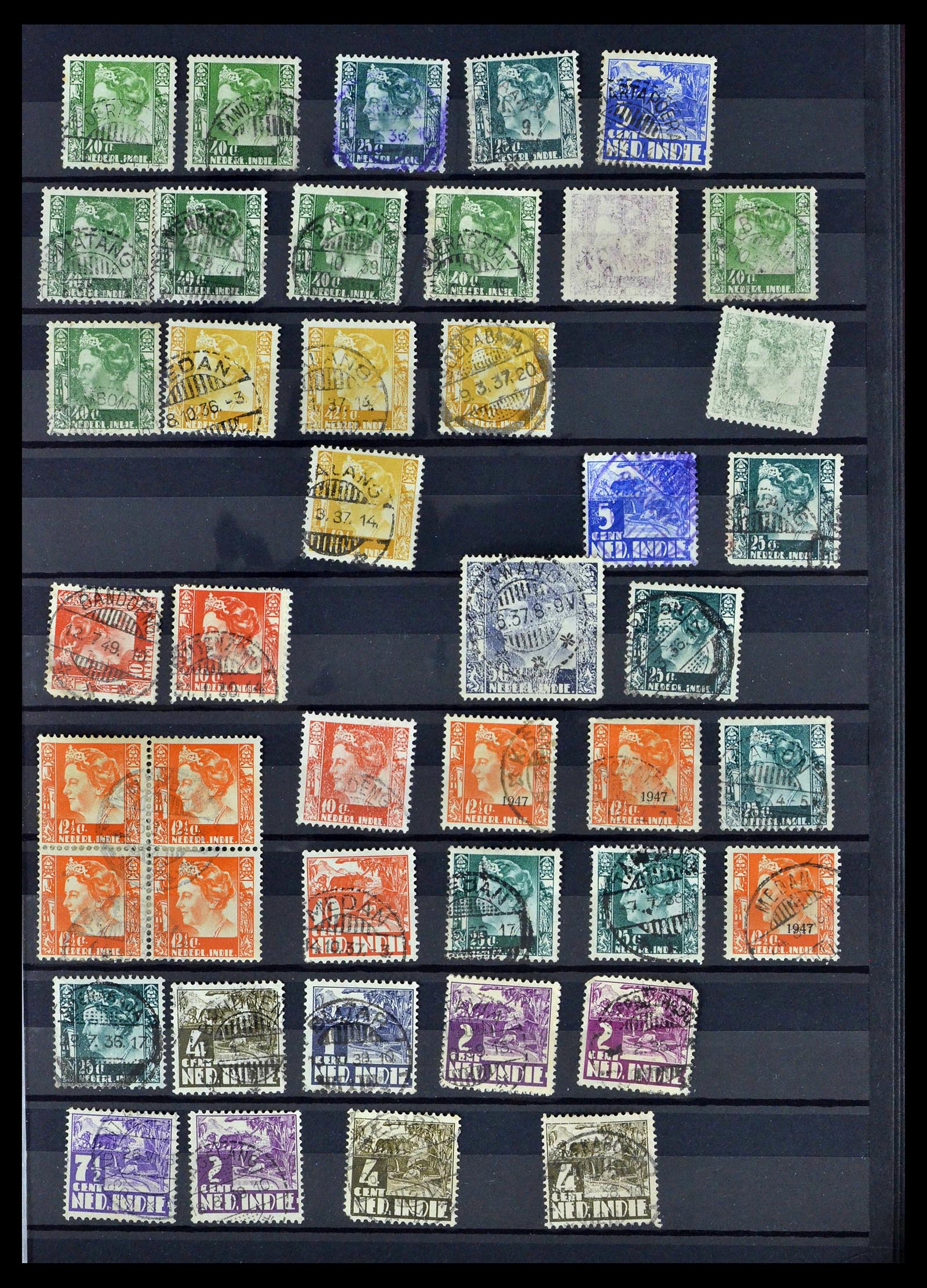 38783 0075 - Stamp collection 38783 Dutch east Indies cancels 1870-1948.