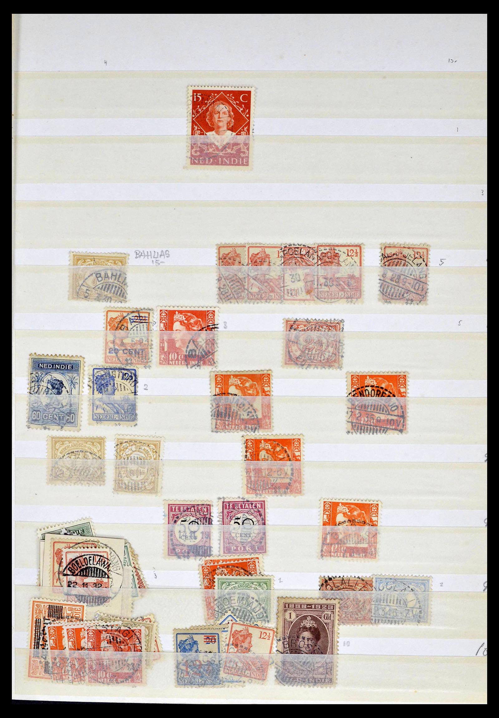 38783 0084 - Stamp collection 38783 Dutch east Indies cancels 1870-1948.