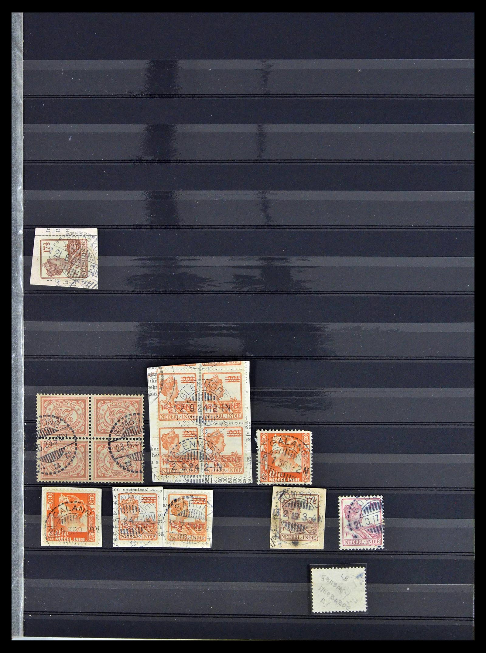 38783 0300 - Stamp collection 38783 Dutch east Indies cancels 1870-1948.