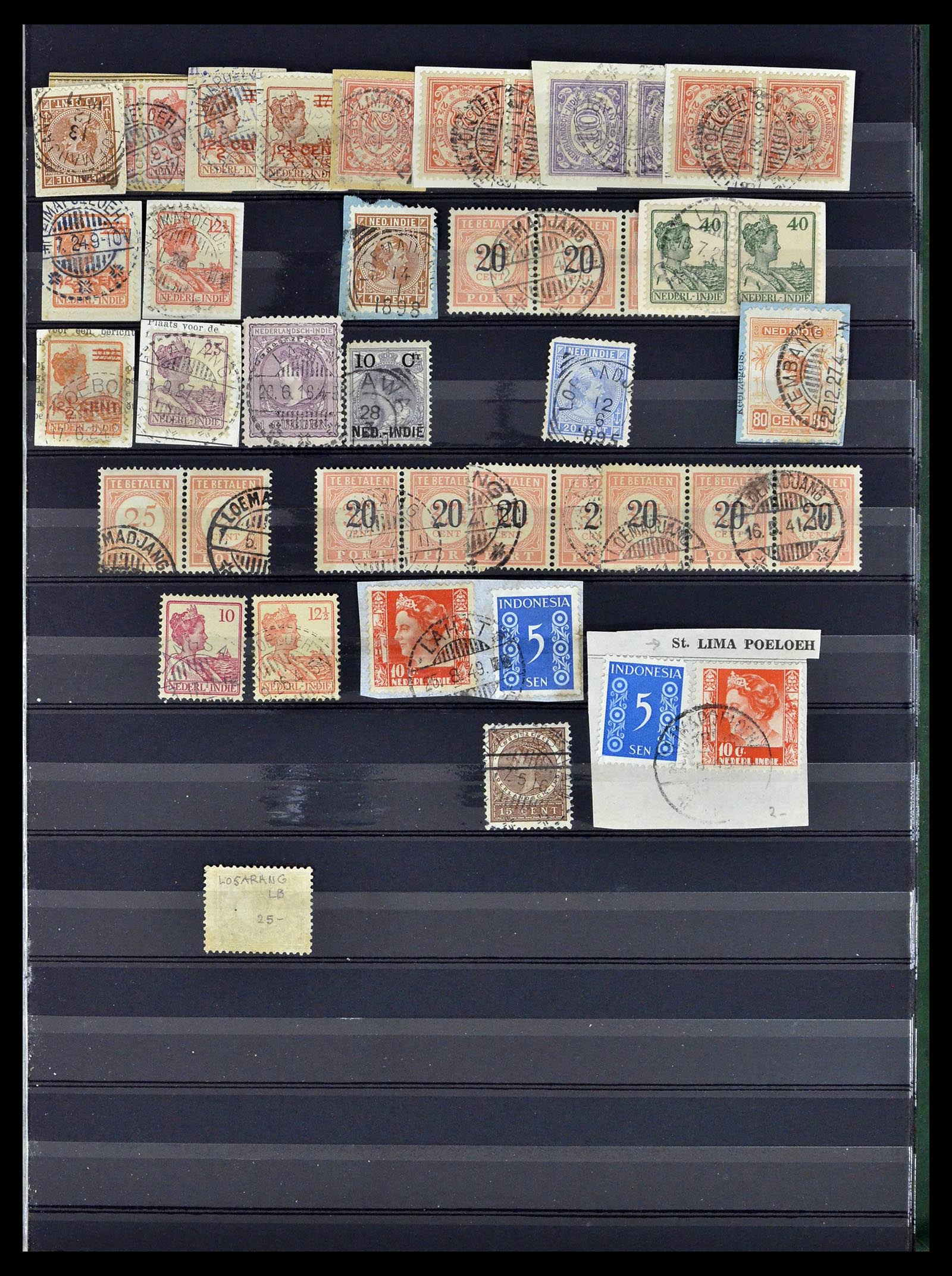 38783 0304 - Stamp collection 38783 Dutch east Indies cancels 1870-1948.