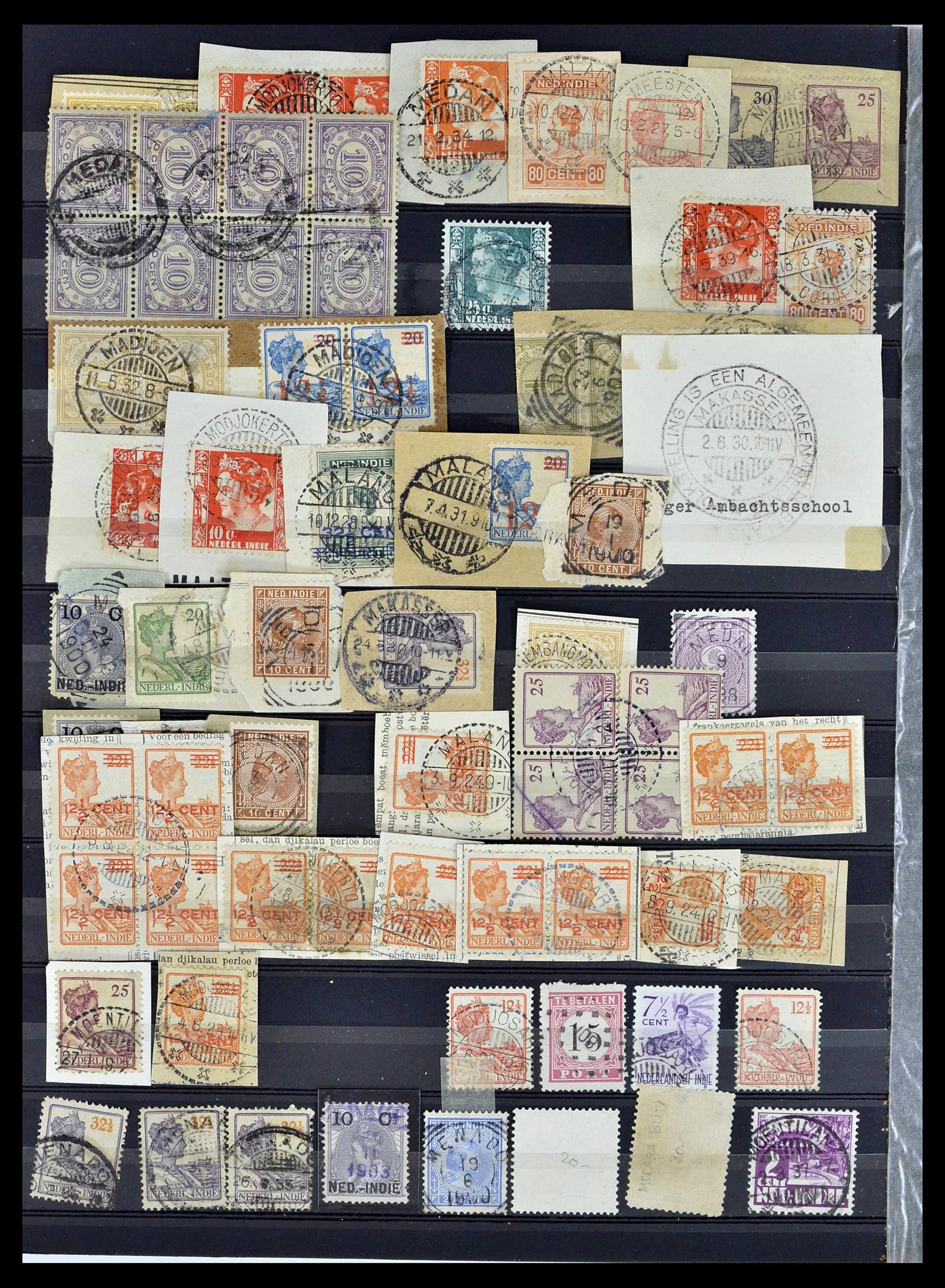 38783 0305 - Stamp collection 38783 Dutch east Indies cancels 1870-1948.