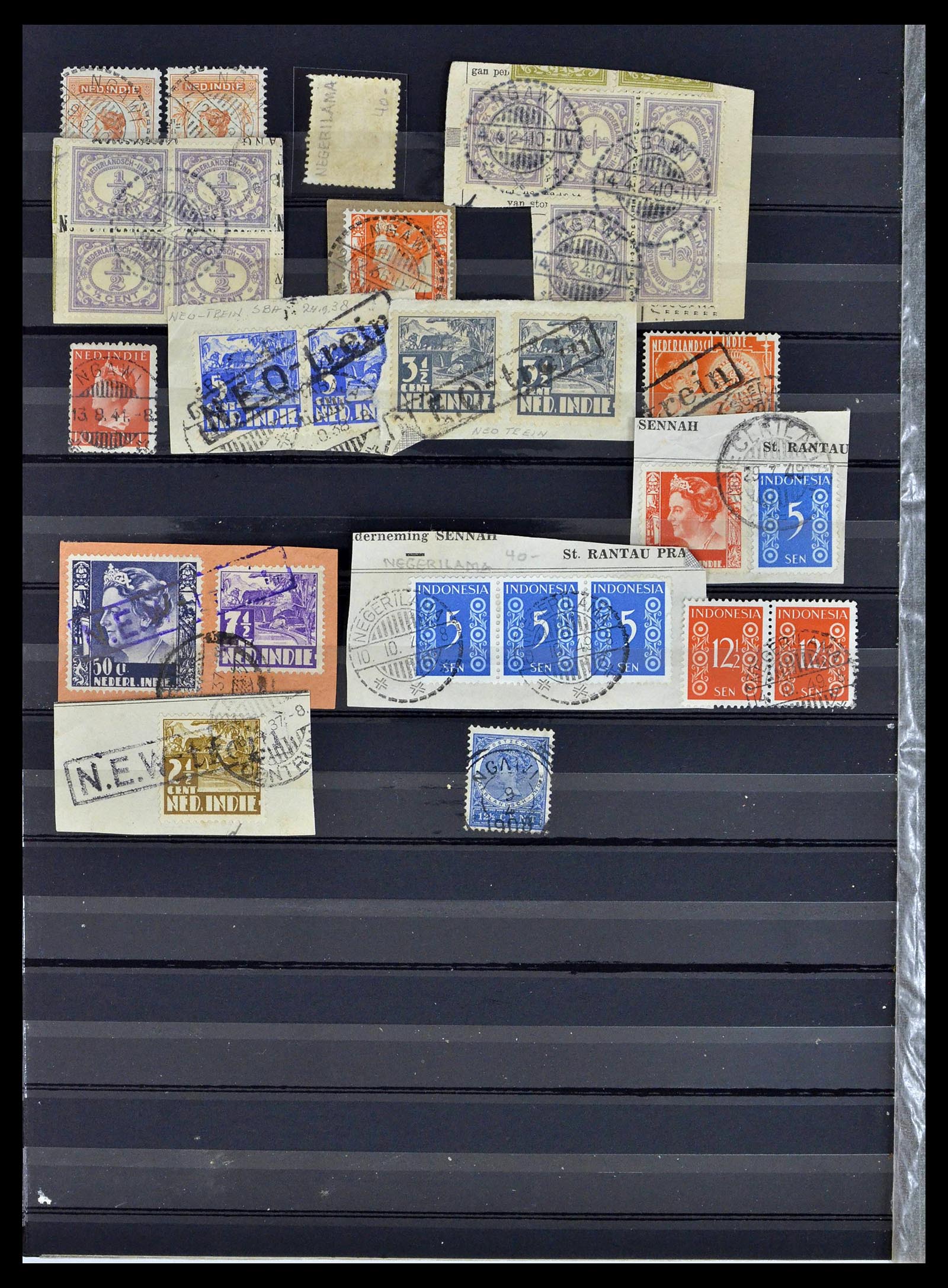 38783 0307 - Stamp collection 38783 Dutch east Indies cancels 1870-1948.