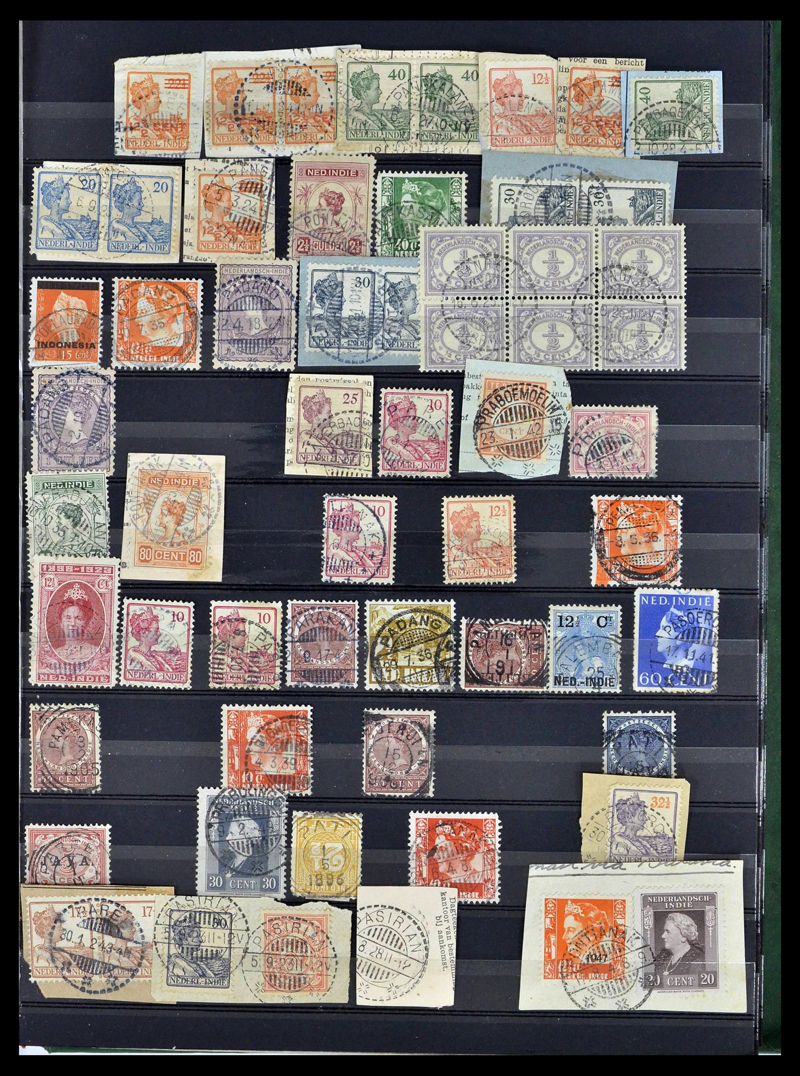 38783 0308 - Stamp collection 38783 Dutch east Indies cancels 1870-1948.