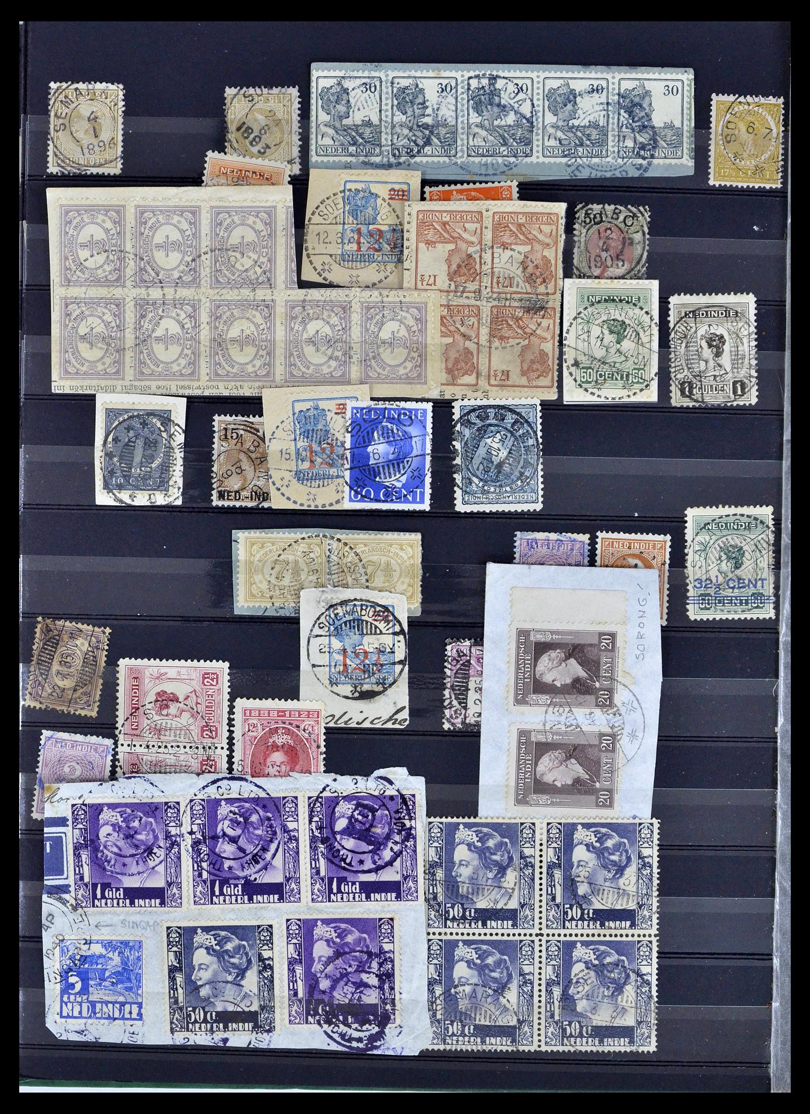 38783 0313 - Stamp collection 38783 Dutch east Indies cancels 1870-1948.