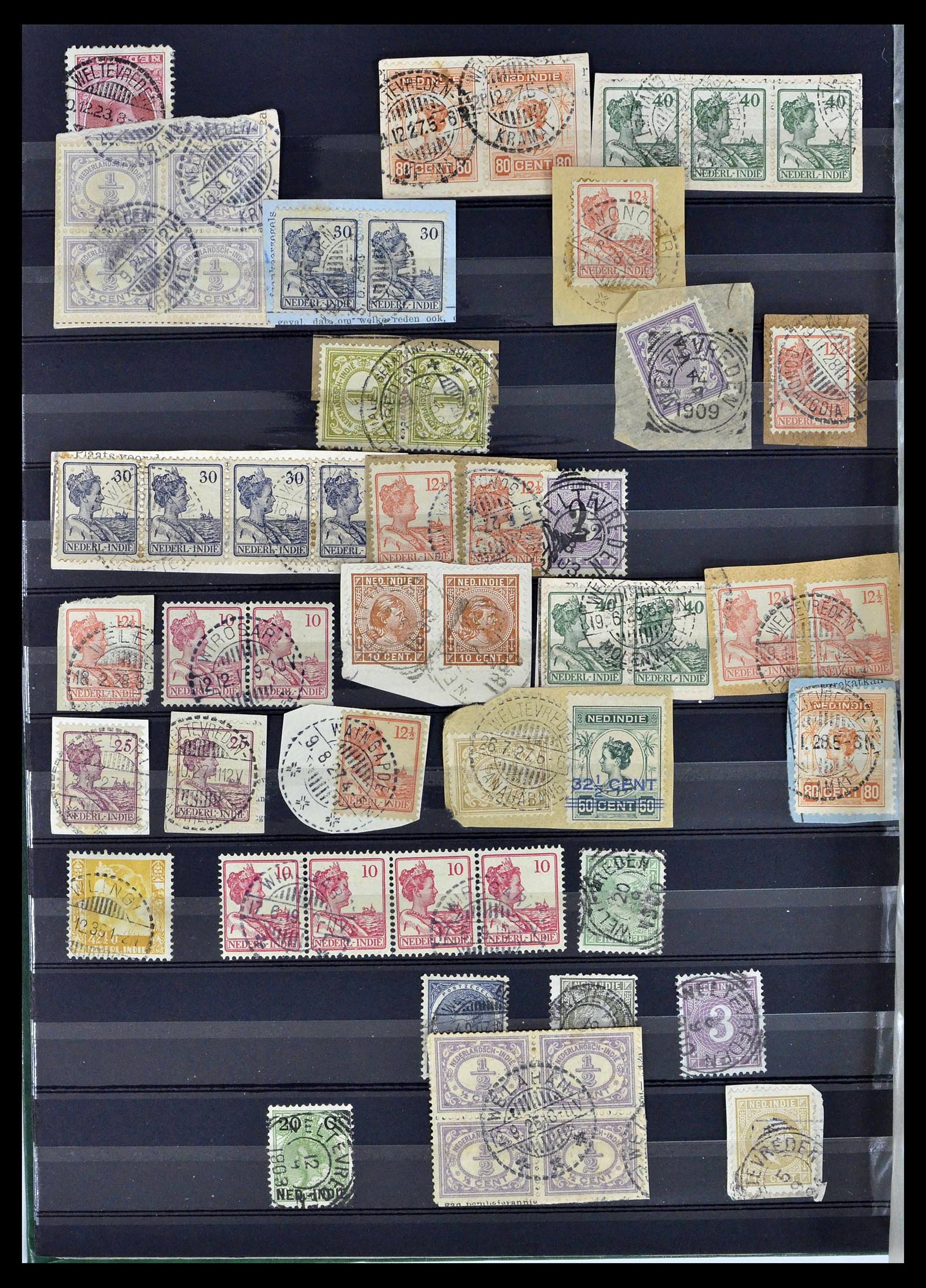 38783 0317 - Stamp collection 38783 Dutch east Indies cancels 1870-1948.