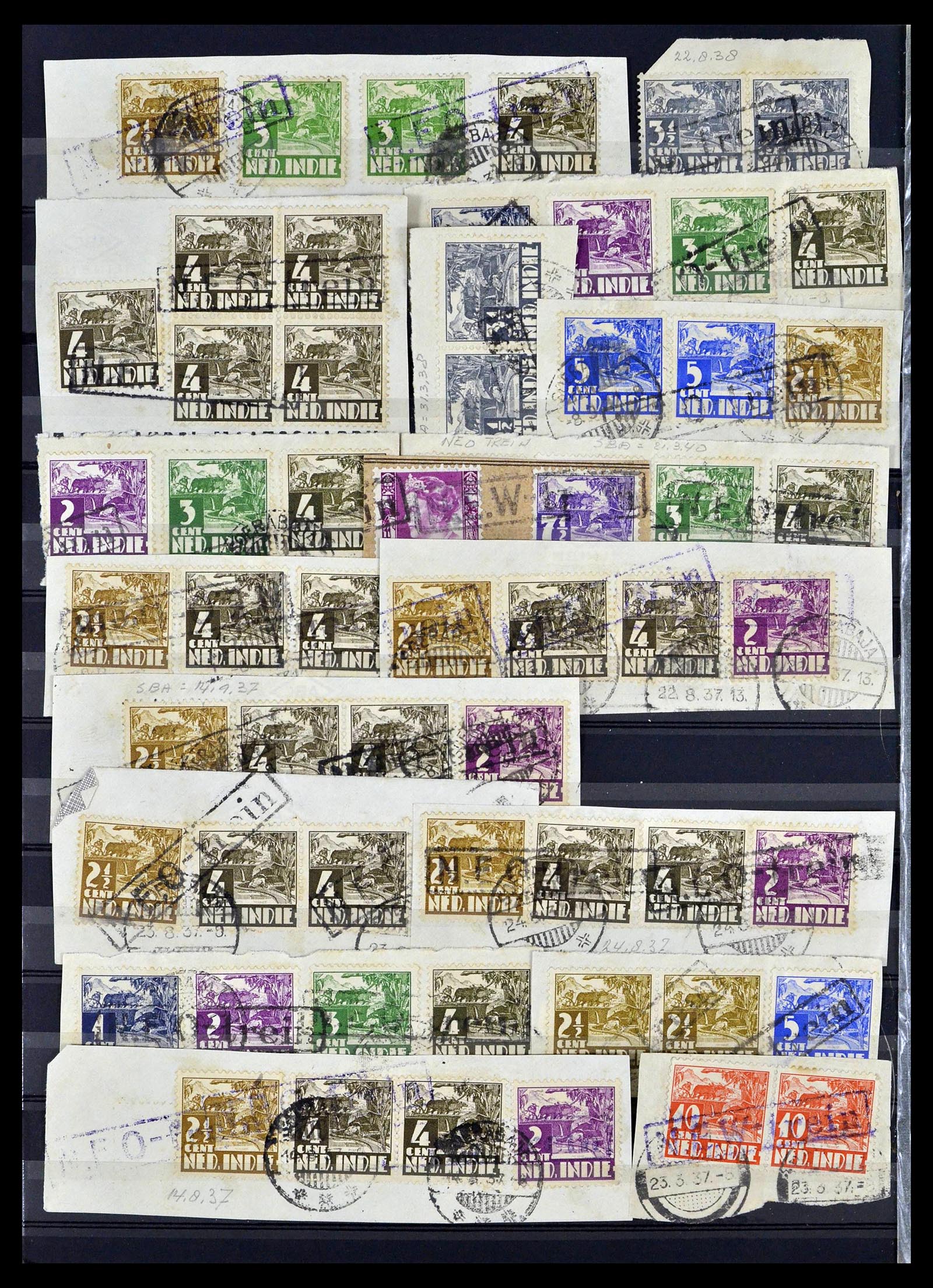 38783 0319 - Stamp collection 38783 Dutch east Indies cancels 1870-1948.