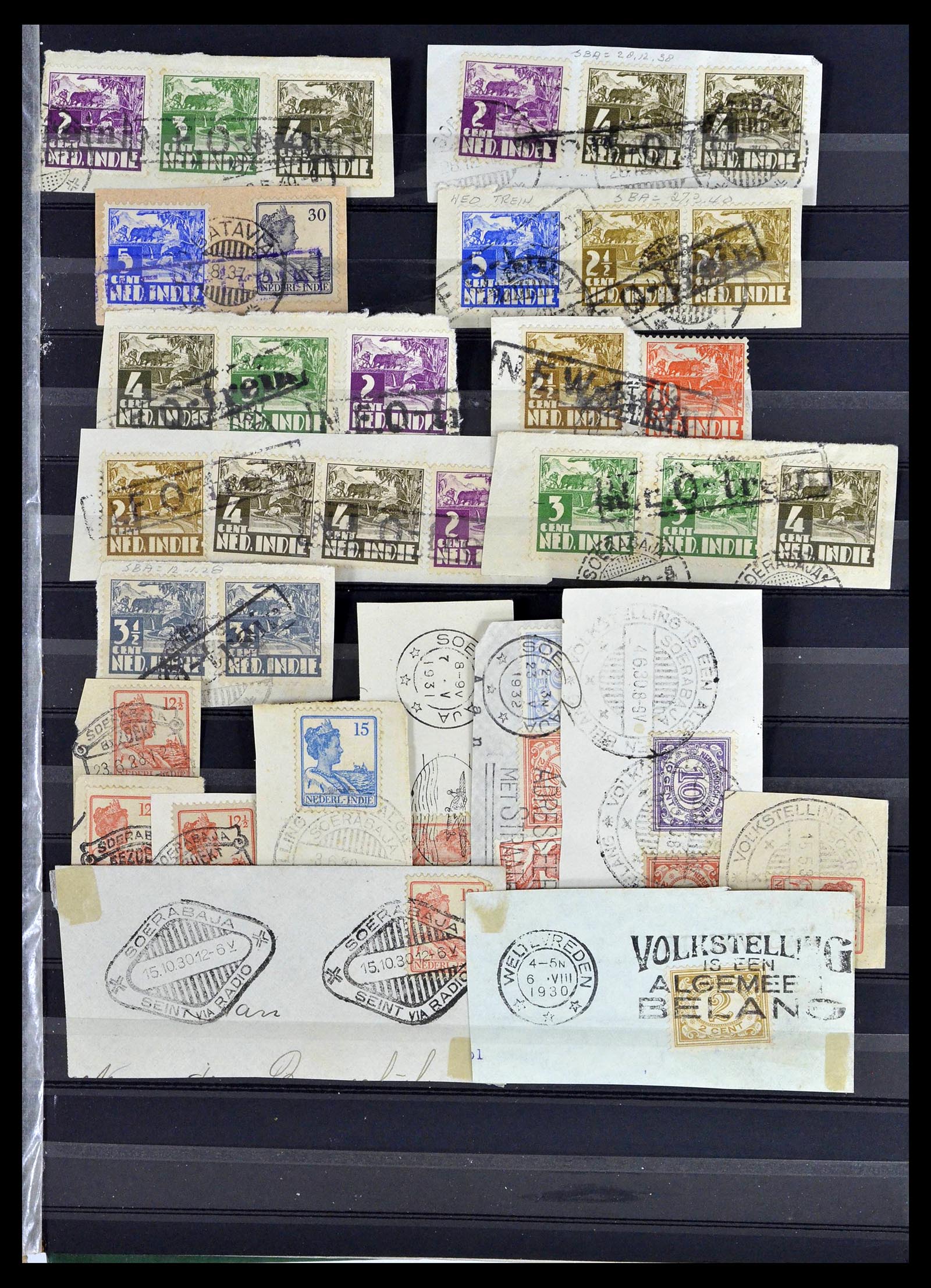 38783 0320 - Stamp collection 38783 Dutch east Indies cancels 1870-1948.