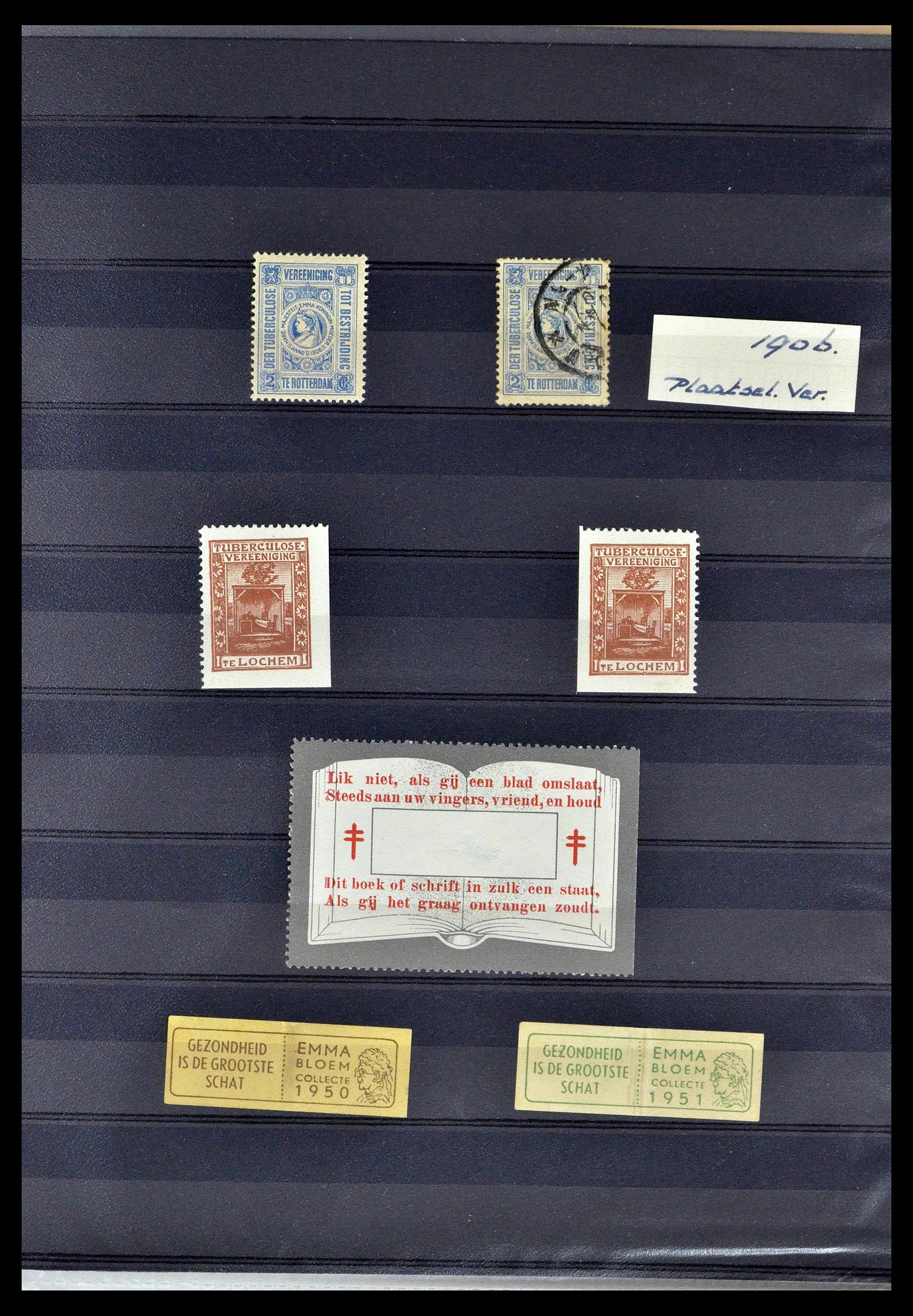38786 0002 - Postzegelverzameling 38786 Nederland tuberculose 1906-2006.
