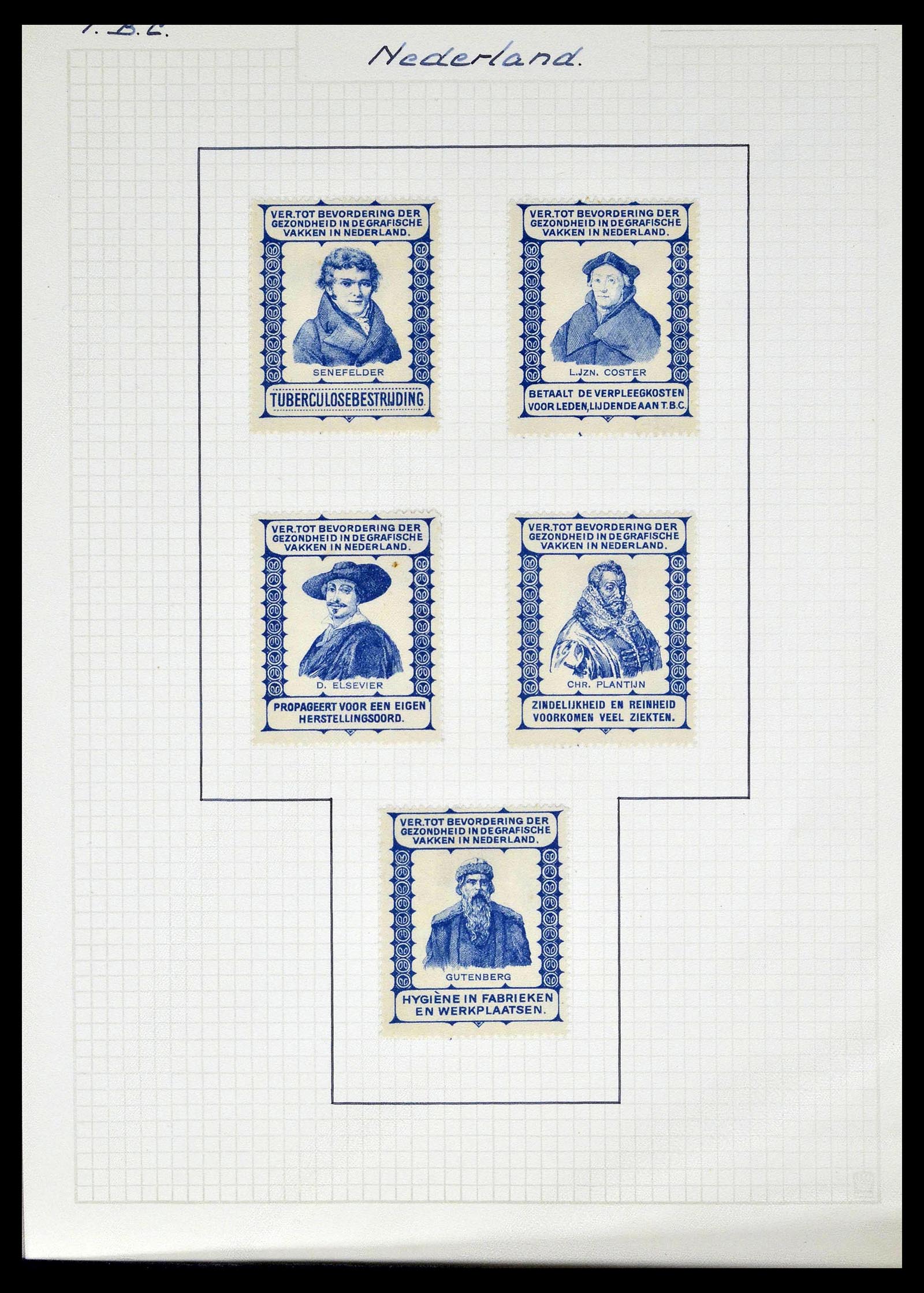 38786 0011 - Postzegelverzameling 38786 Nederland tuberculose 1906-2006.