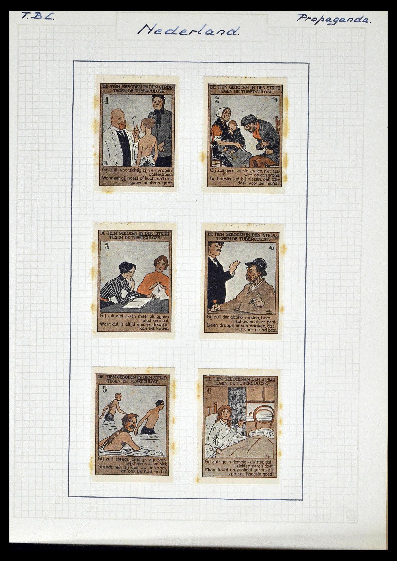 38786 0016 - Postzegelverzameling 38786 Nederland tuberculose 1906-2006.