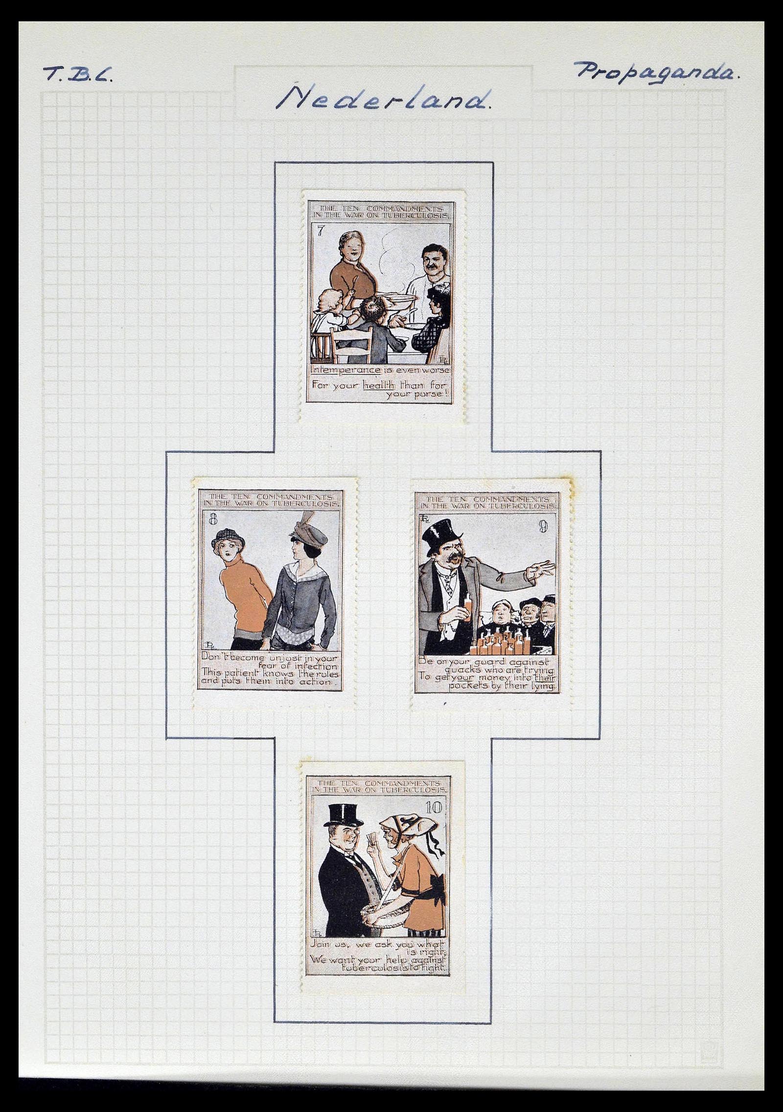 38786 0019 - Postzegelverzameling 38786 Nederland tuberculose 1906-2006.